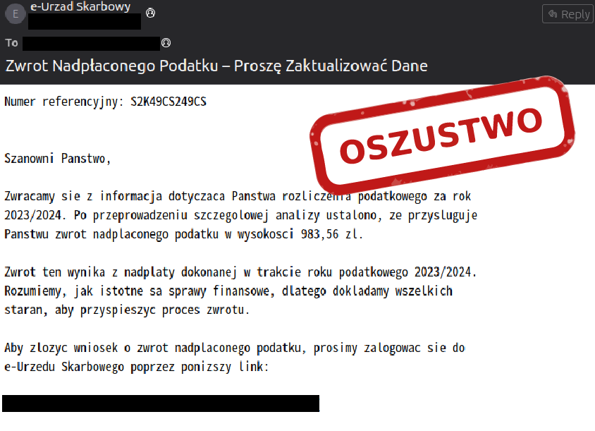 Wiadomość od oszustów