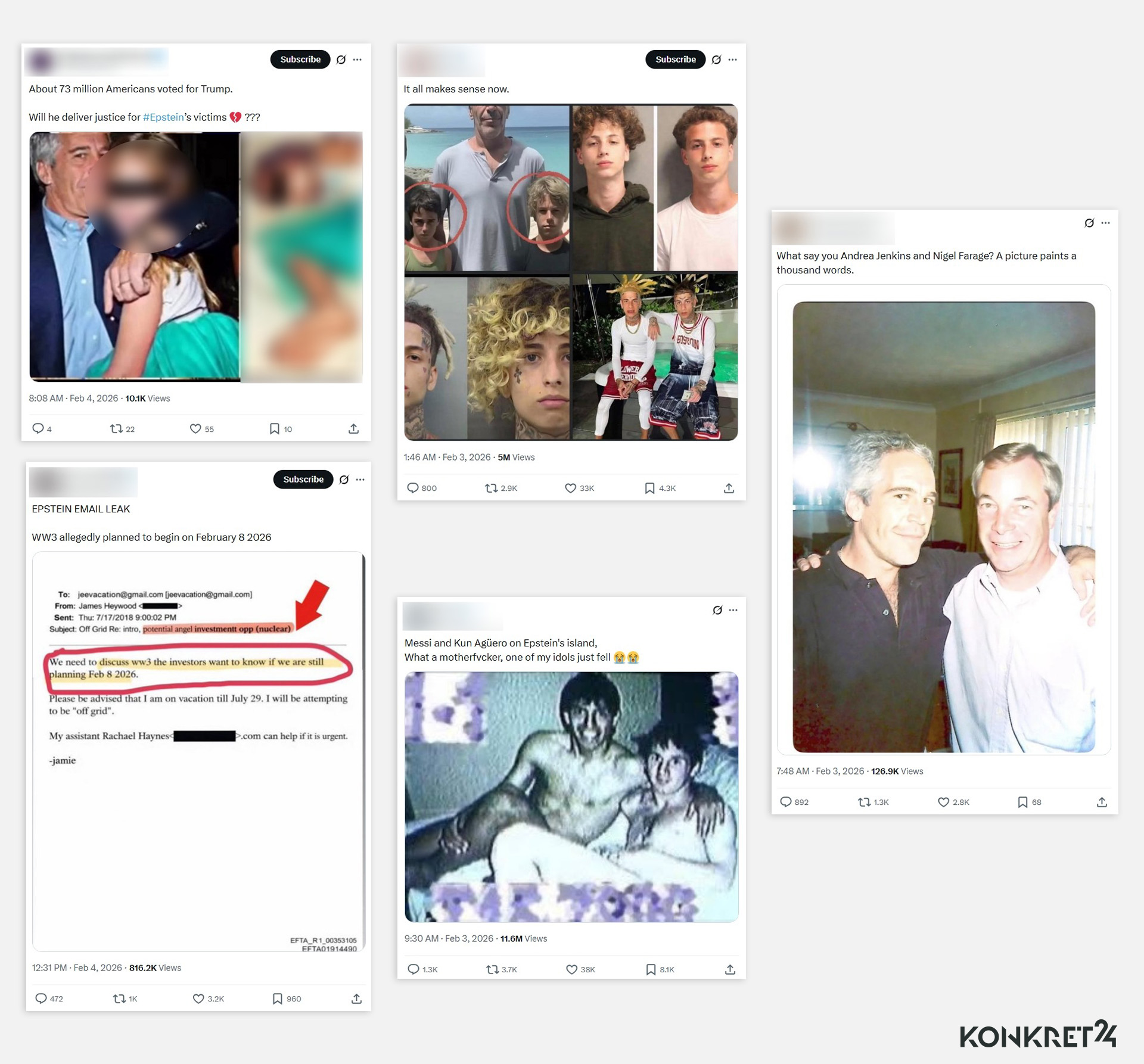Anglojęzyczne fejki czerpiące z akt Epsteina