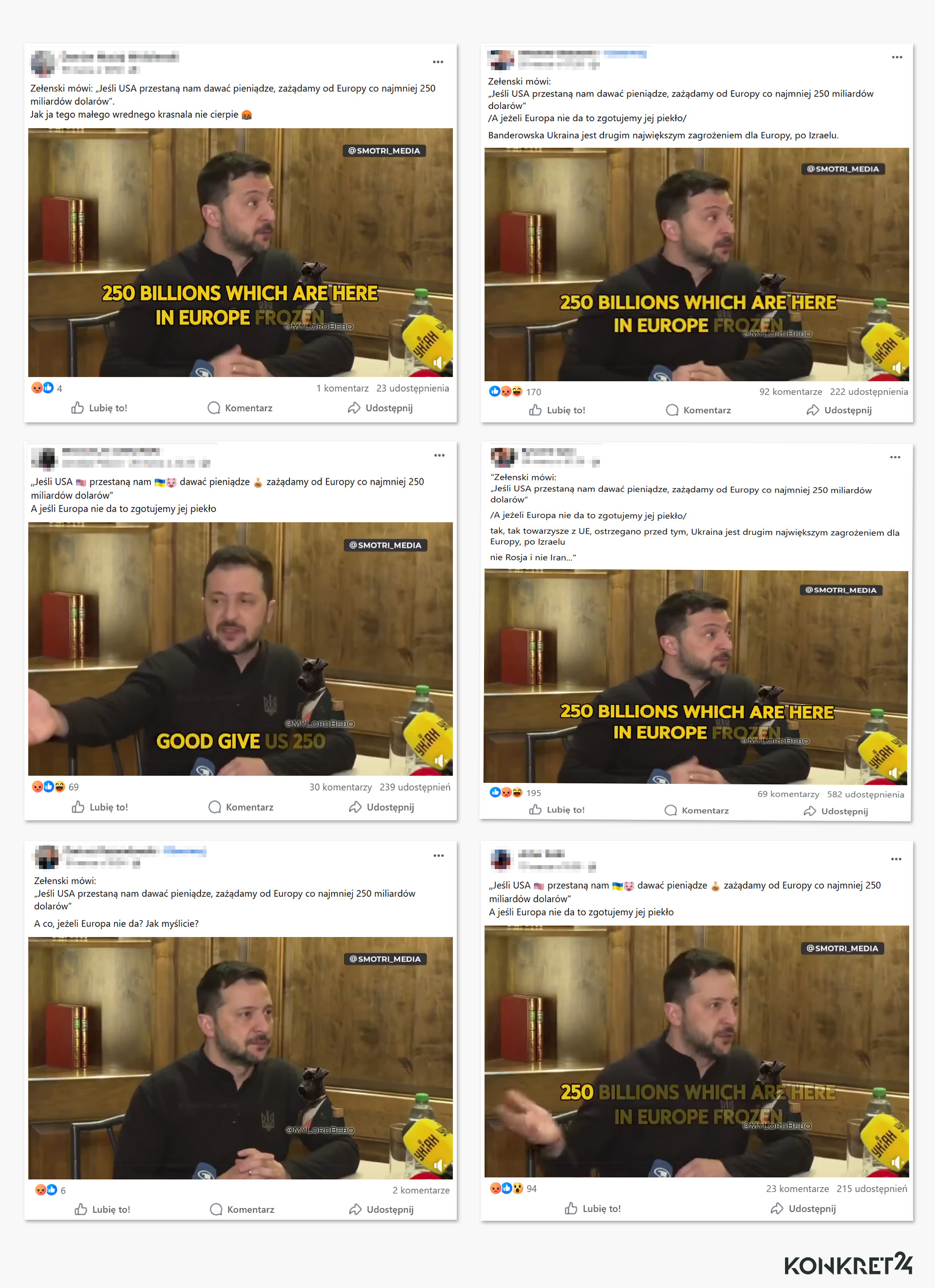 Nagranie z fałszywie opisanym wystąpieniem Zełenskiego krąży na Facebooku