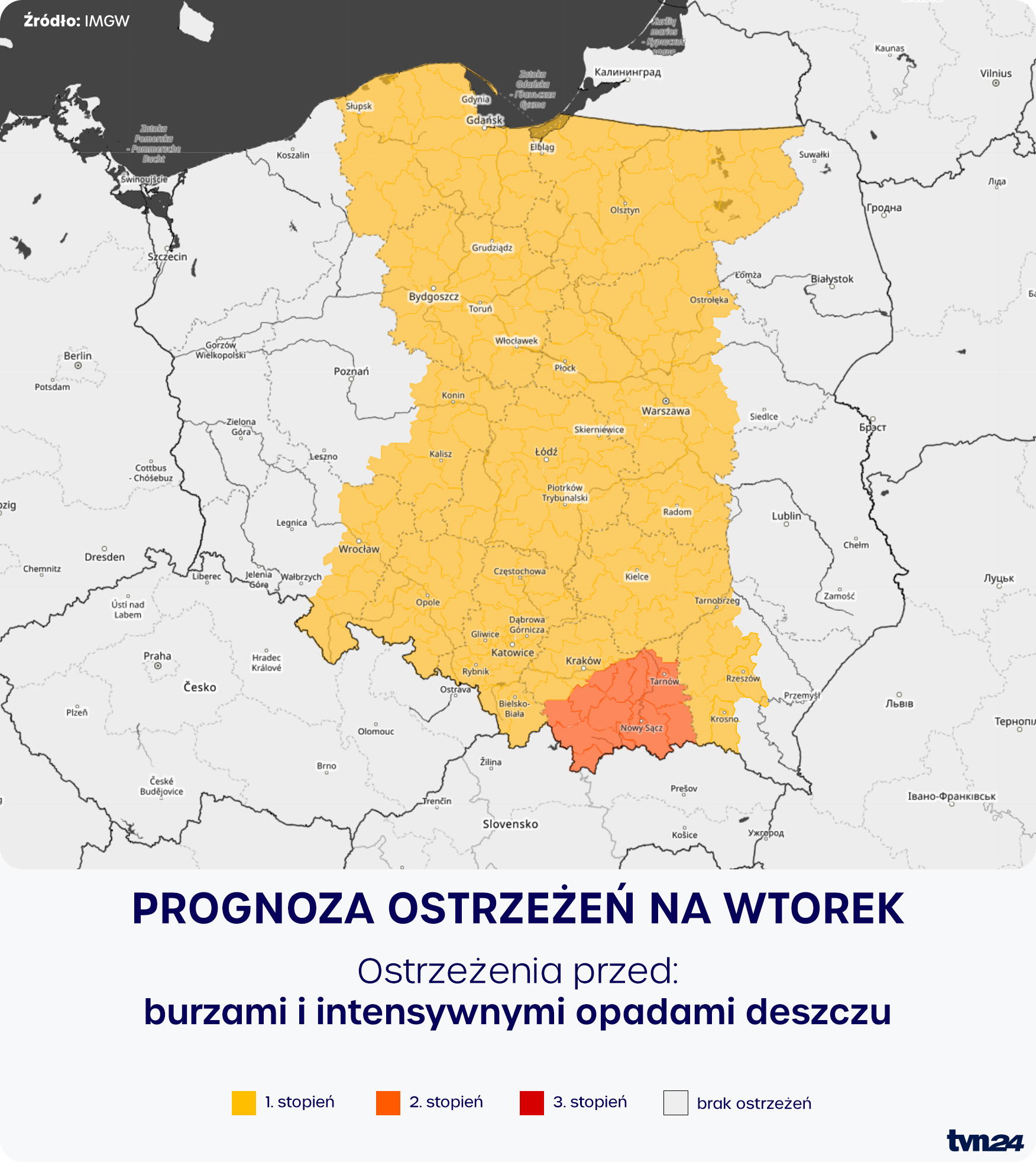 Prognoza zagrożeń na wtorek