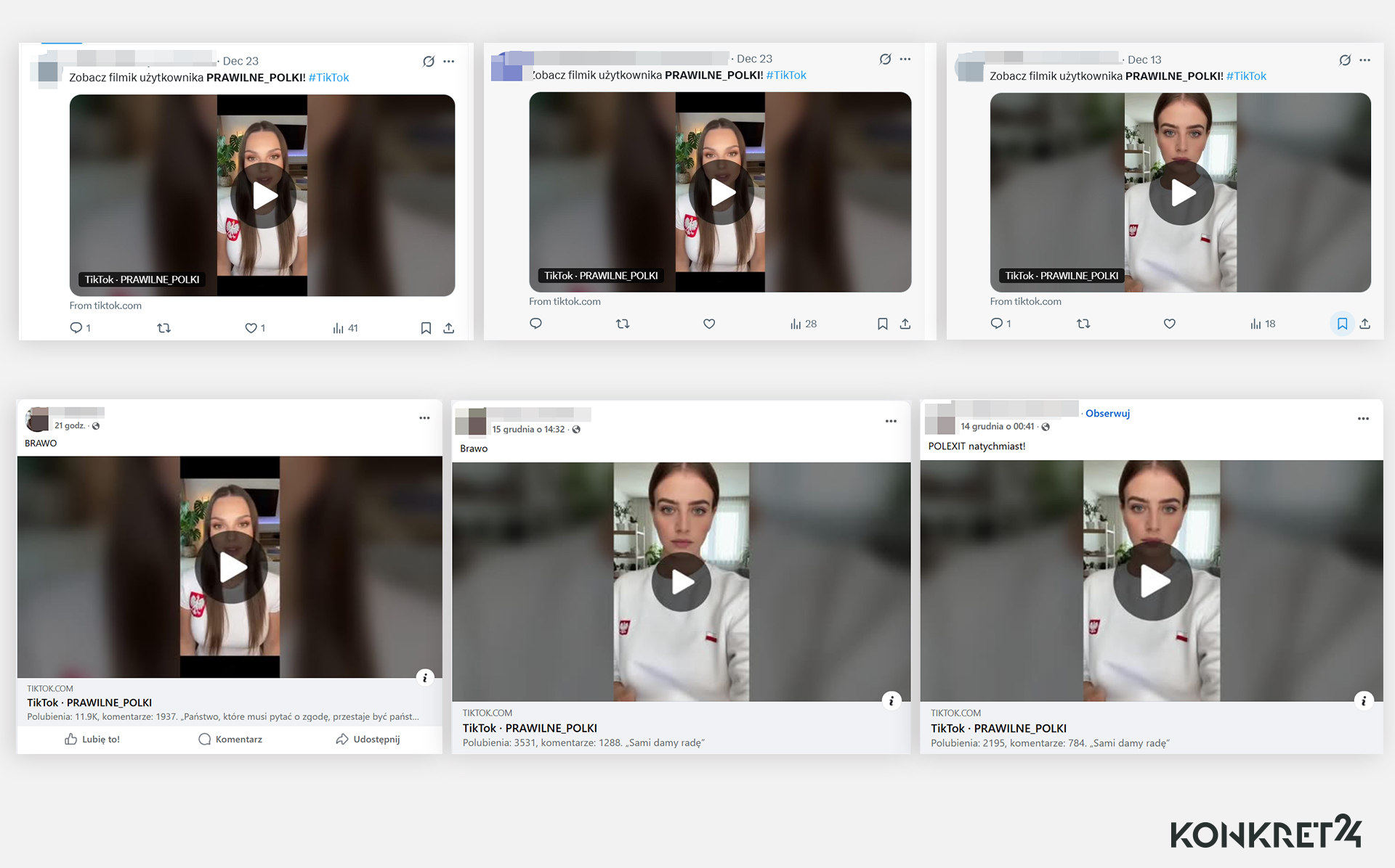Nagrania rzekomych Polek popierających Polexit rozchodziły się na portalu X i Facebooku 