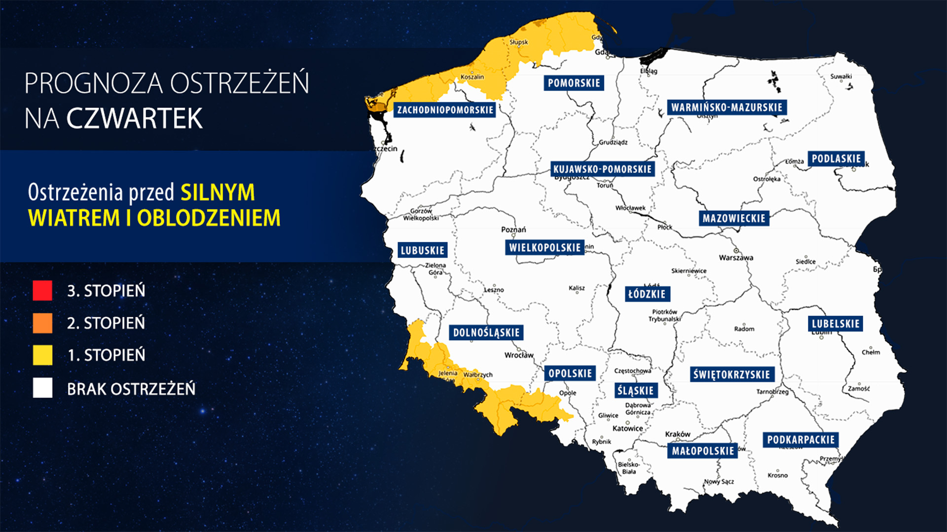 Prognoza zagrożeń IMGW na czwartek