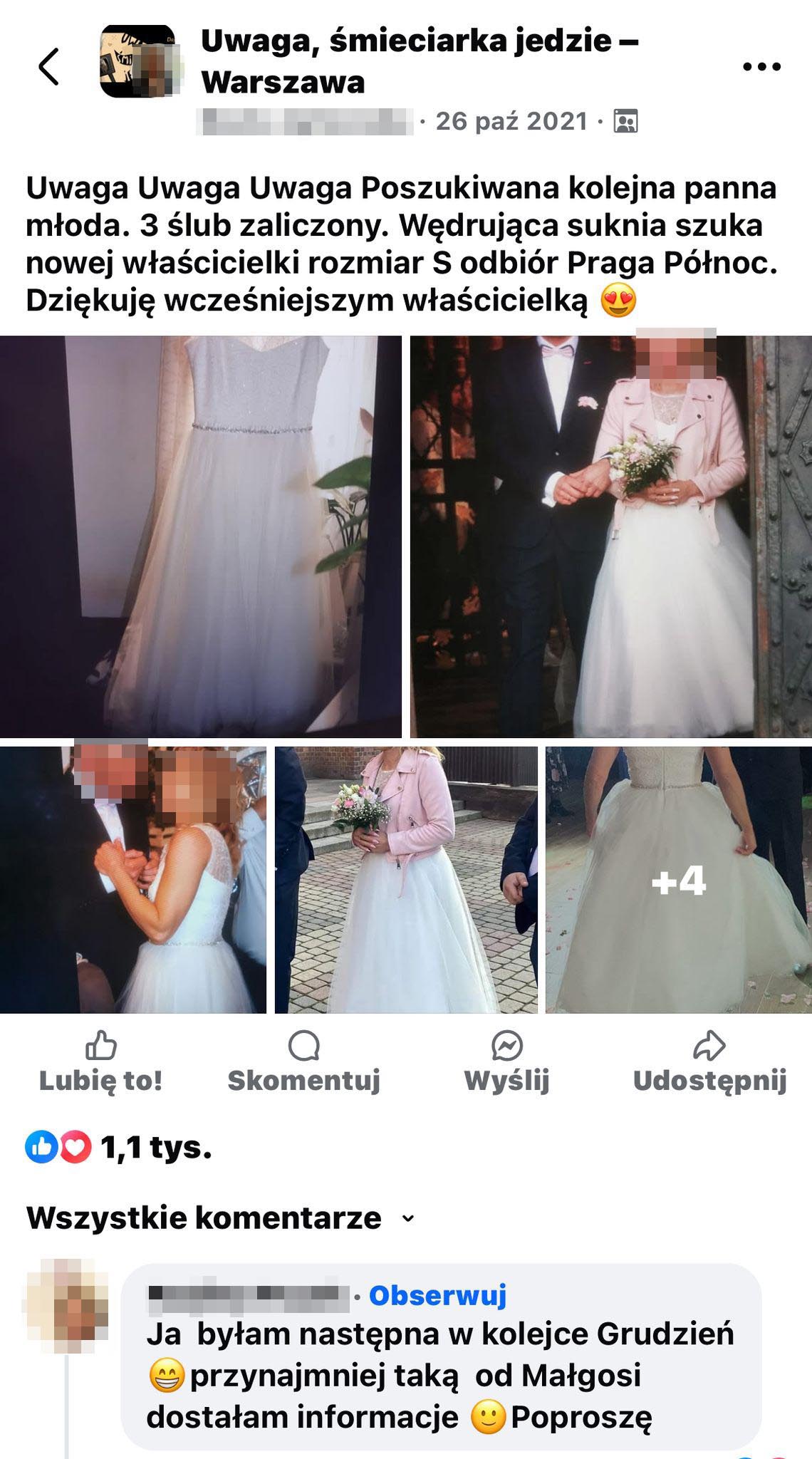 Beata po ślubie suknię przekazała dalej 