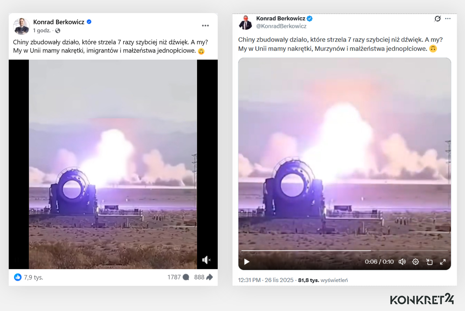 Mimo uwag internautów, że opublikował fejk, poseł Berkowicz posta nie usuwał