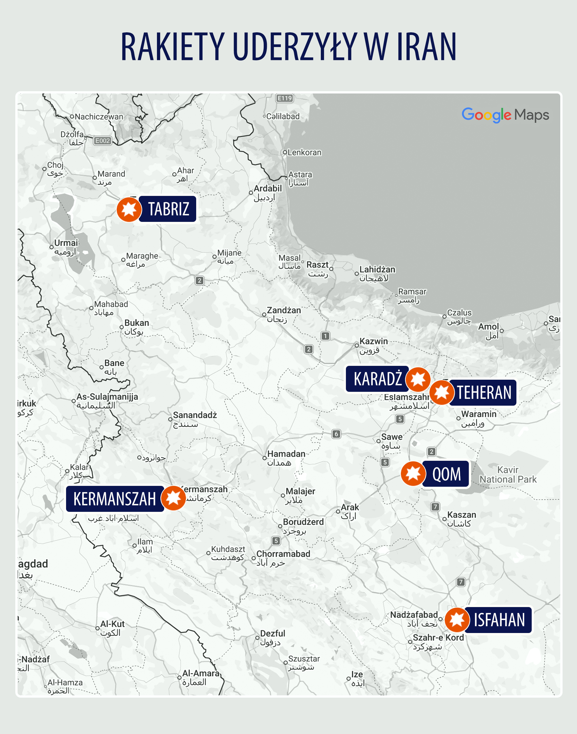 Poza Teheranem, Izrael i USA zaatakowały też inne irańskie miasta