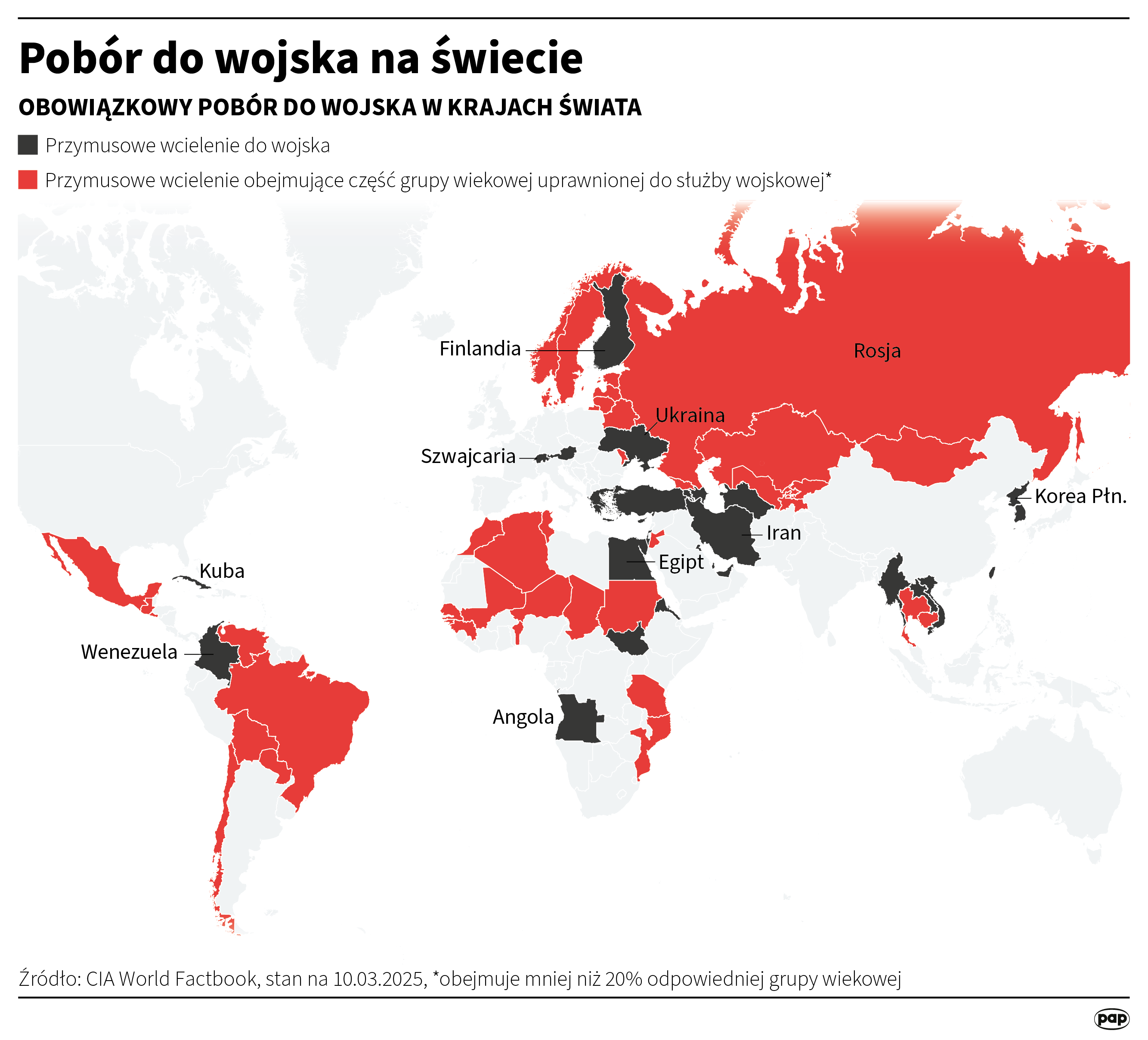 Mapa poboru do wojska na świecie
