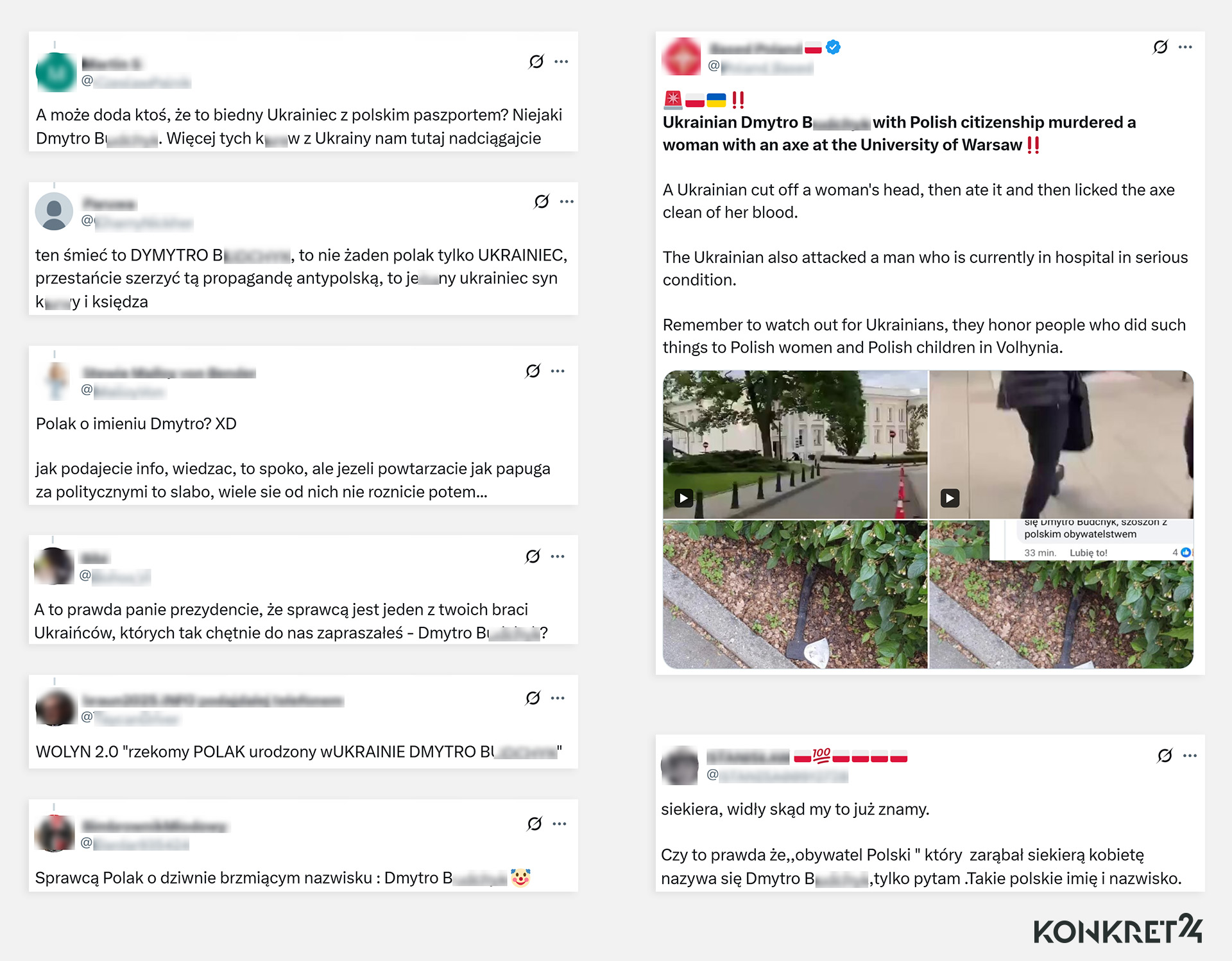 Fałszywa informacja, jakoby sprawcą był Ukrainiec, szybko rozeszła się w sieci, napędzając antyukraiński hejt 