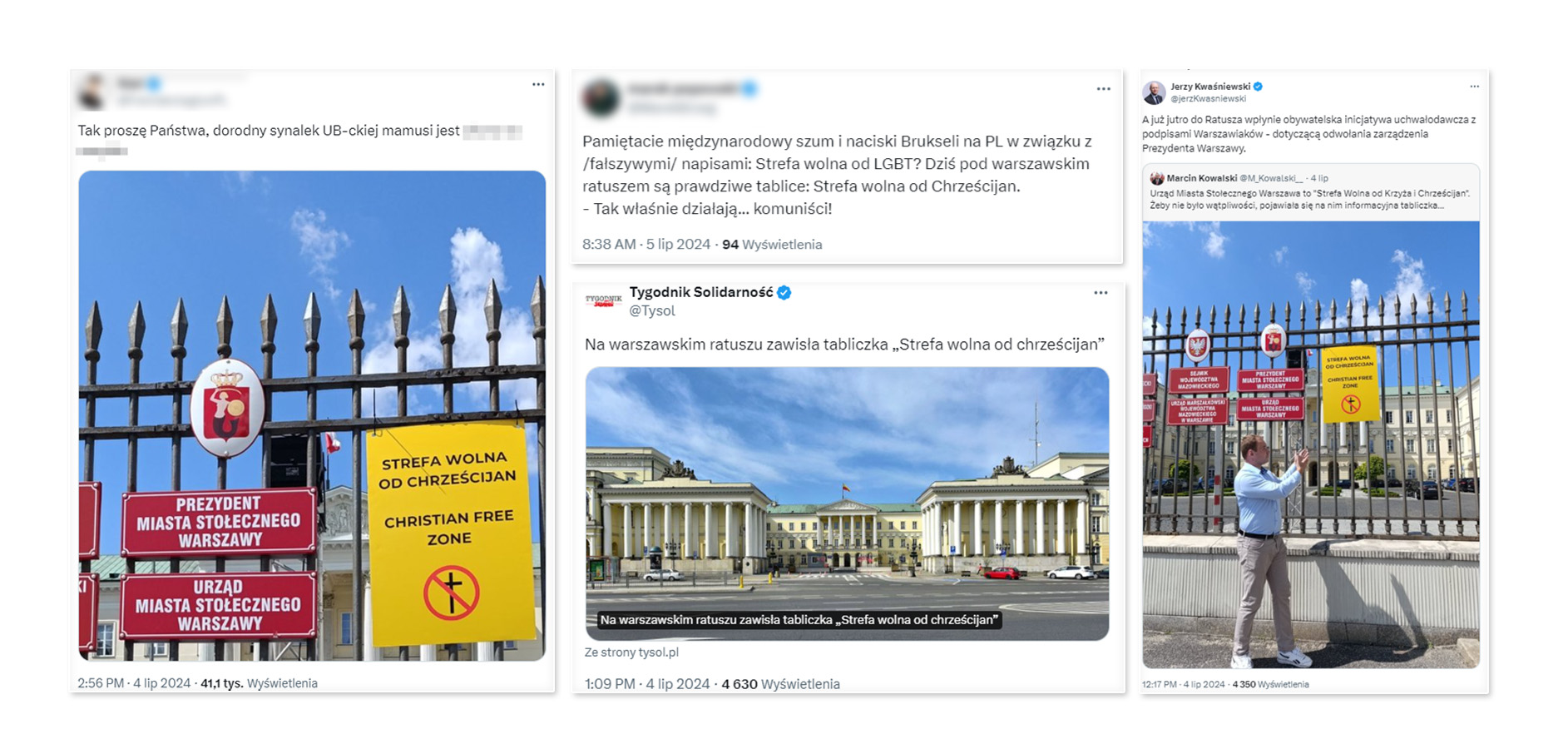 Tablicę powieszoną przez Młodzież Wszechpolską w niektórych postach przestawiano jako prawdziwą i tak na bazie happeningu zrodził się fake news   