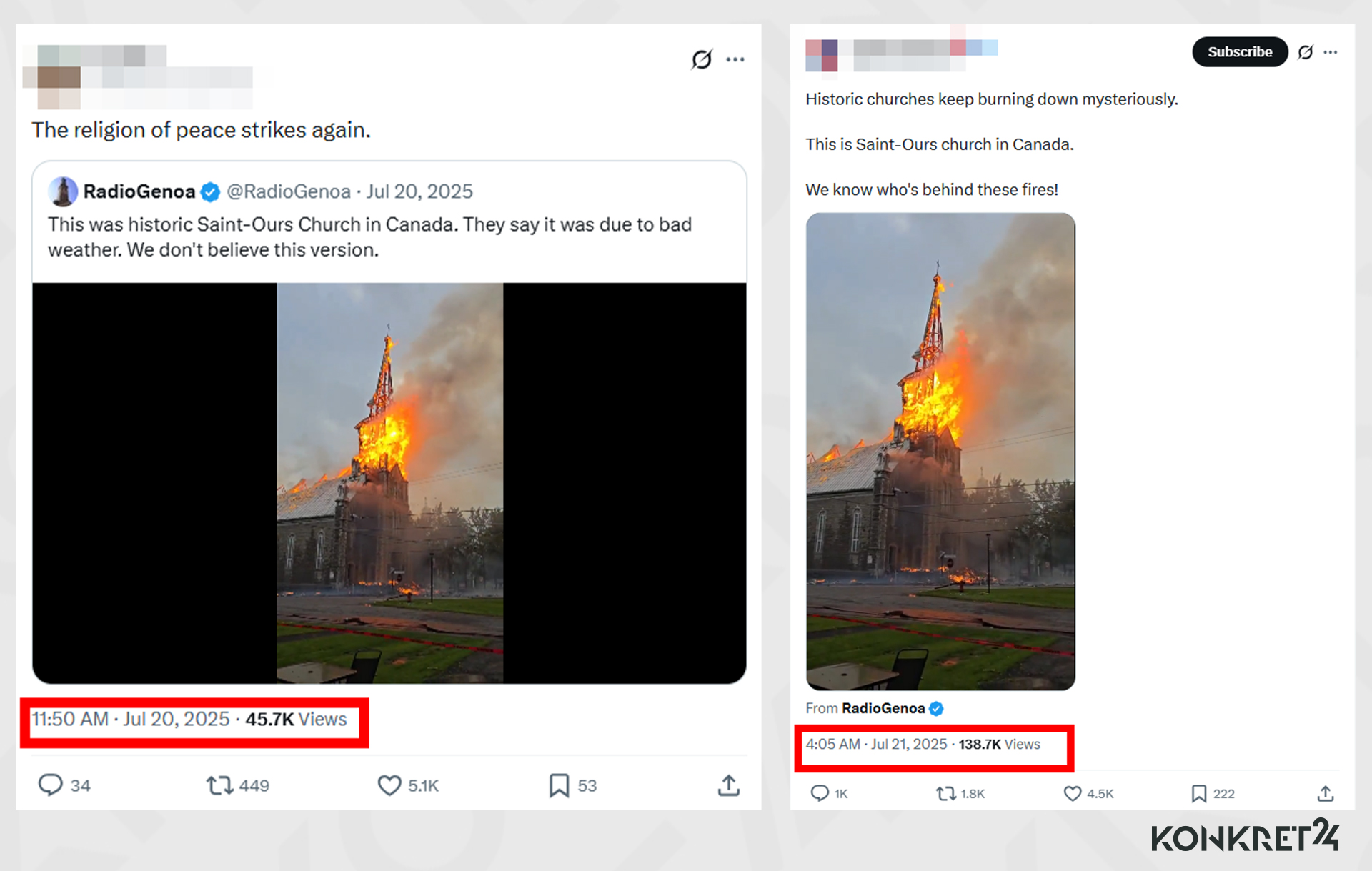 Wideo krąży w sieci od kilku miesięcy. Wtedy również fałszywie sugerowano, że kościół podpalili cudzoziemcy