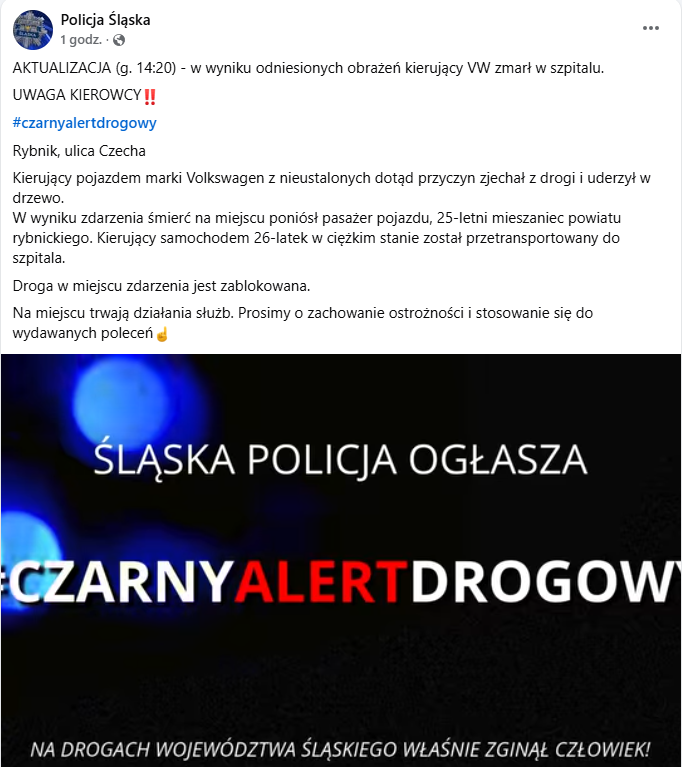 Komunikat śląskiej policji