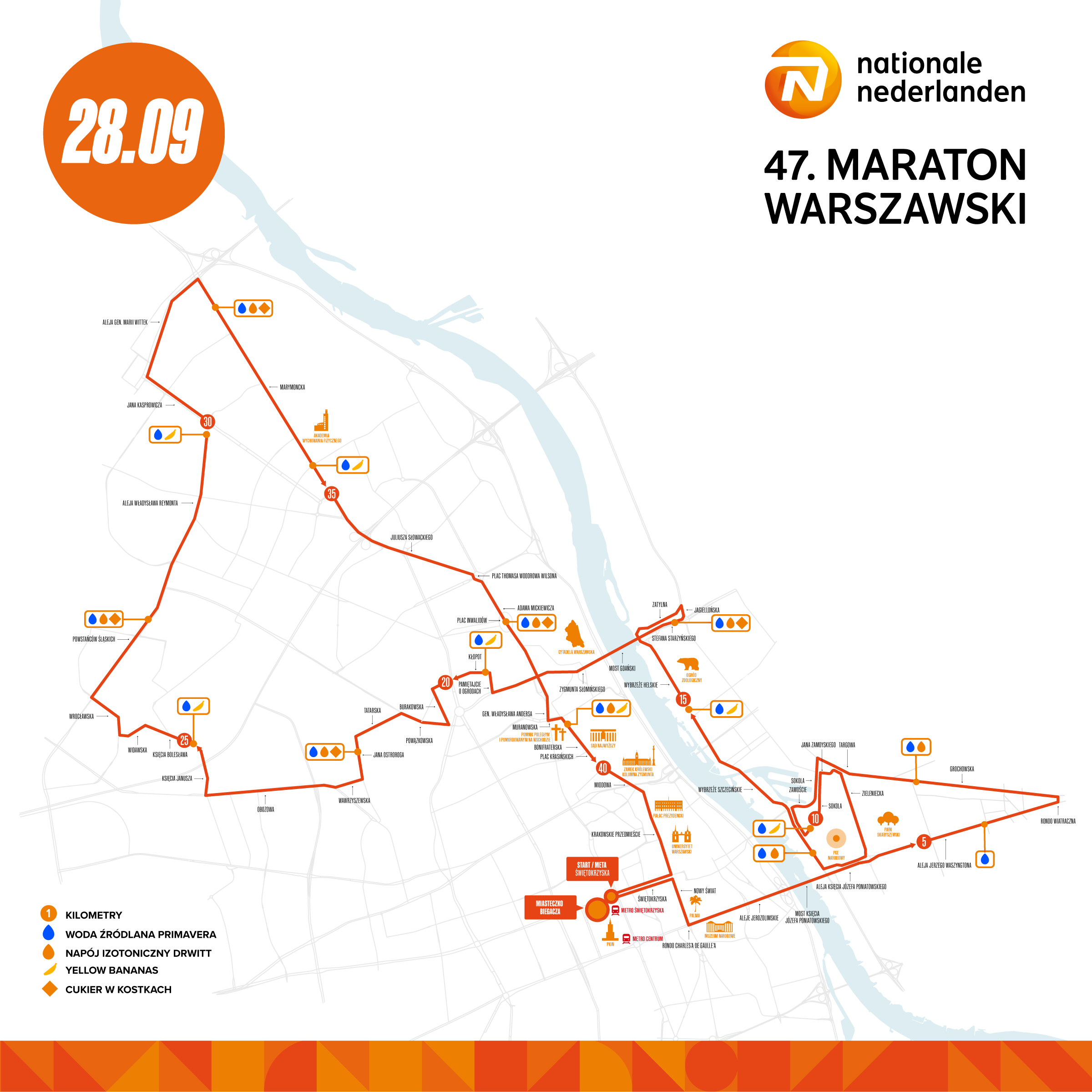 Trasa - 47. Nationale-Nederlanden Maraton Warszawski