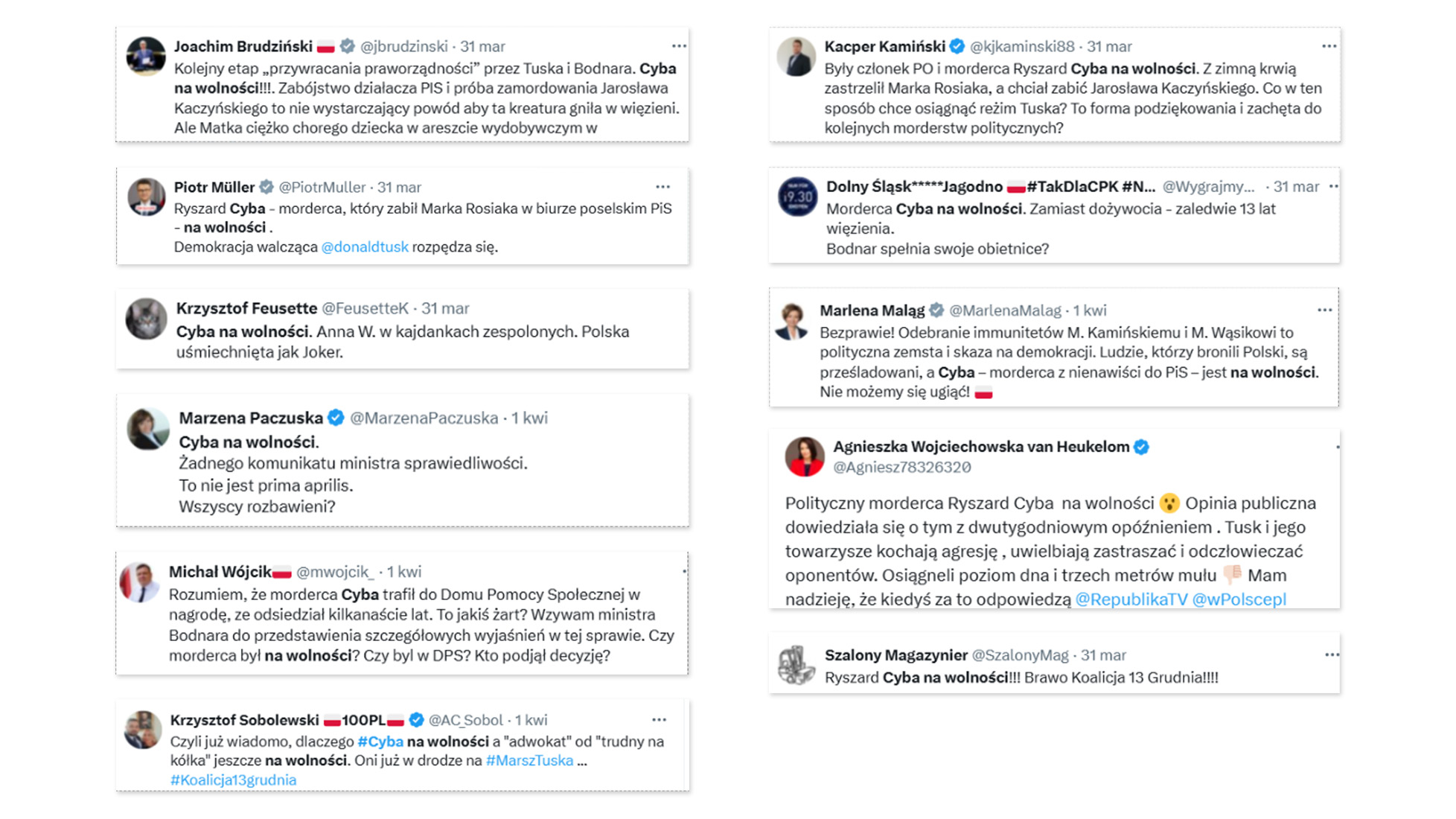 Przekaz "Cyba na wolności" rozpowszechniano 31 marca i 1 kwietnia masowo w sieci, szczególnie politycy PiS 