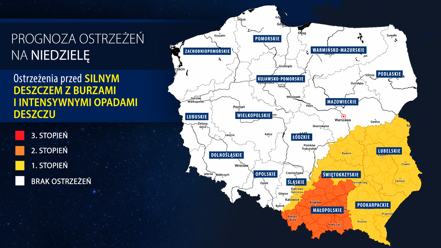 Prognoza alertów na niedzielę