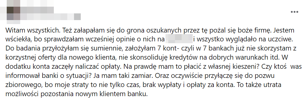Komentarz z grupy w mediach społecznościowych