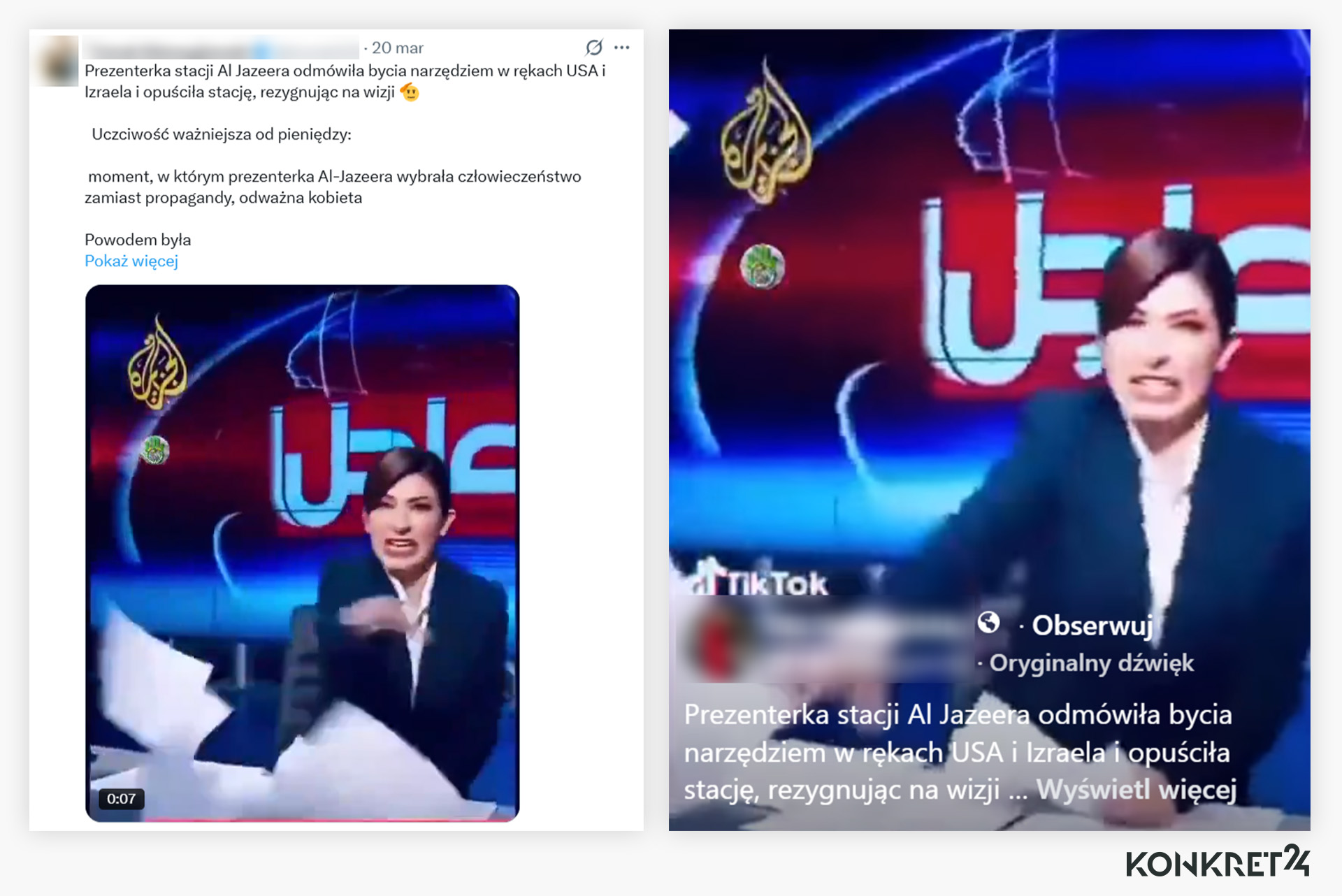 Prezenterka Al Jazeera miała na wizji zrezygnować z pracy, tłumacząc decyzję sprzeciwem wobec wprowadzania widzów w błąd