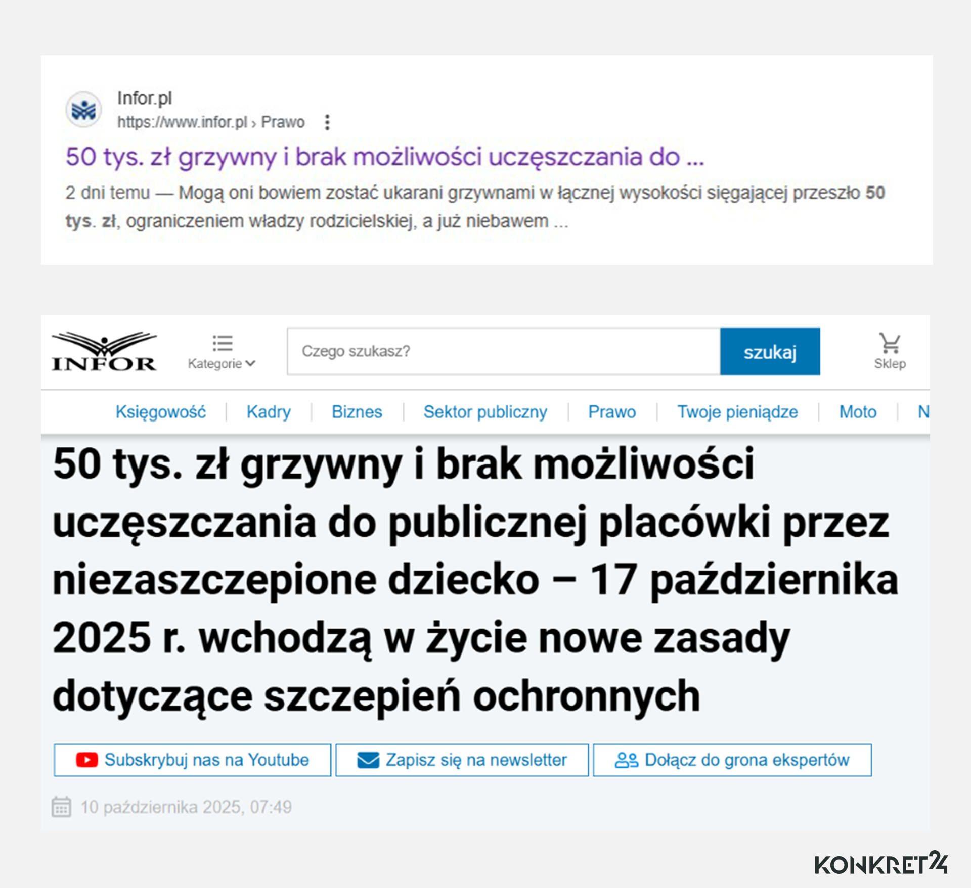 Tekst widoczny na stronie infor.pl z datą 10 października został opublikowany już kilka dni wcześniej