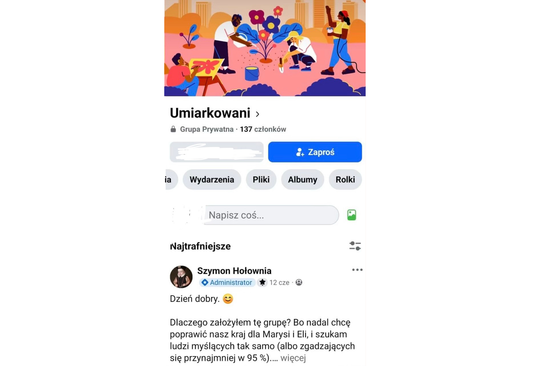 Nowa grupa na Facebooku Szymona Hołowni o nazwie "Umiarkowani"