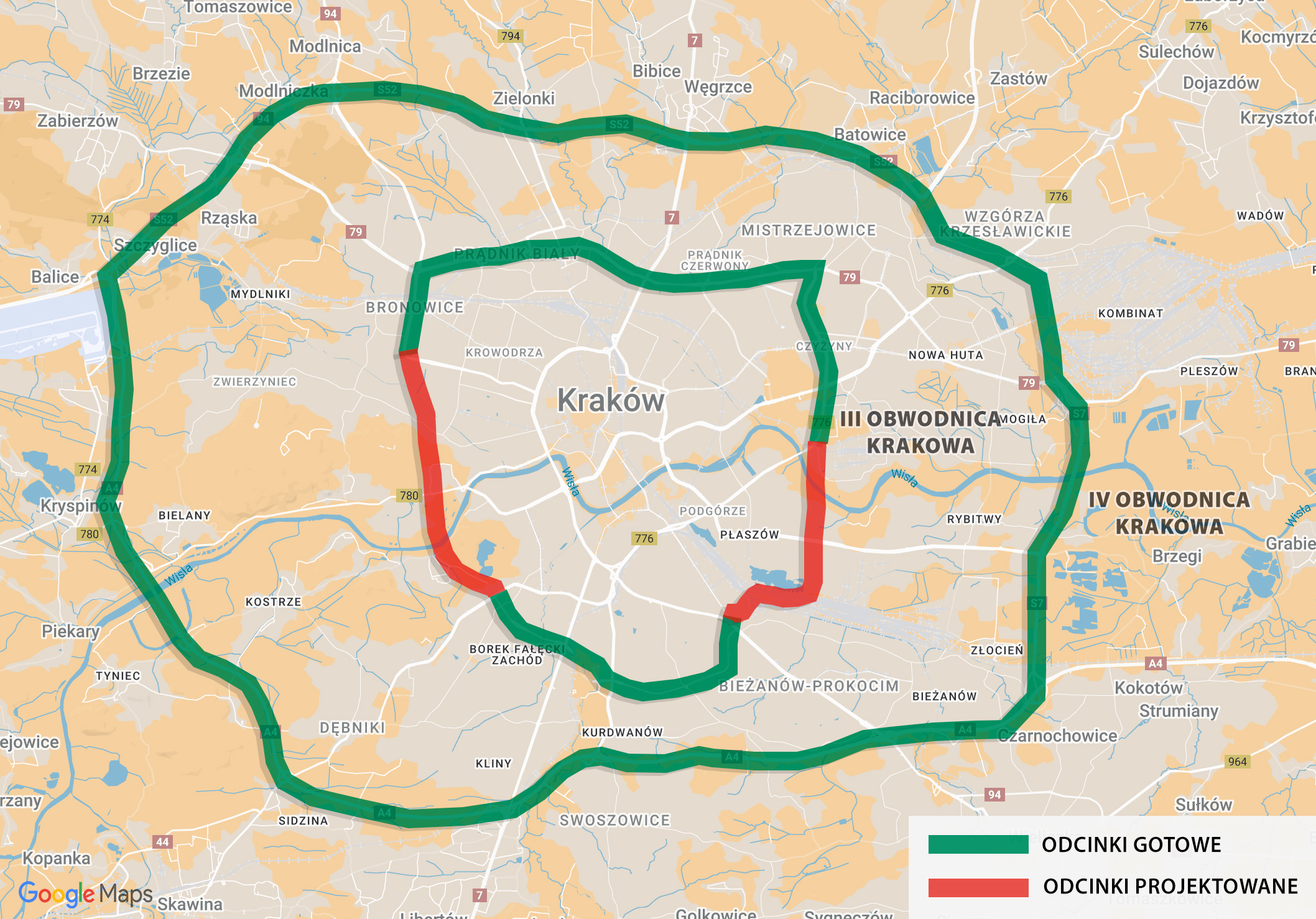 Druga i trzecia obwodnica Krakowa