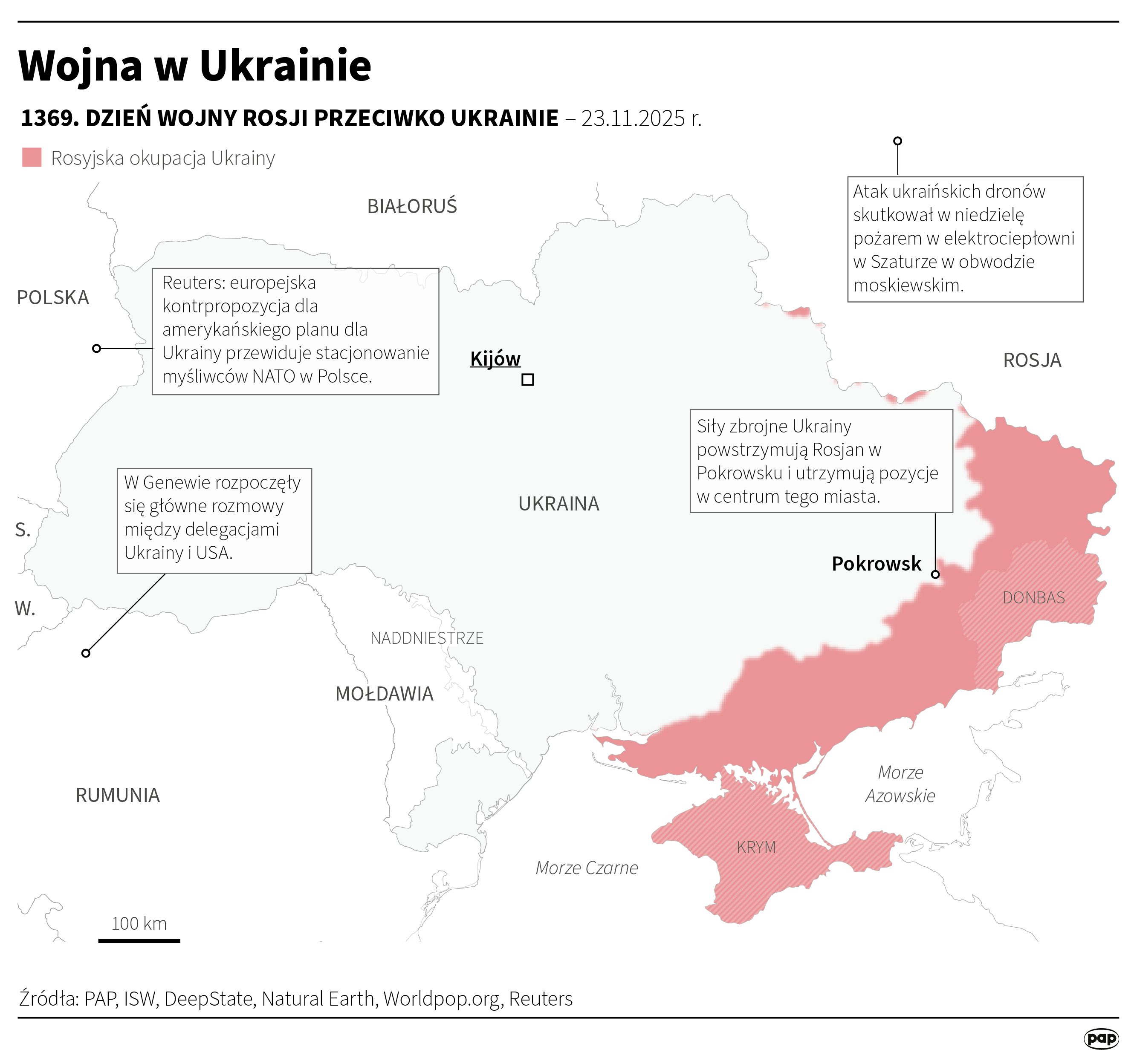 Sytuacja na froncie ukraińskim (23.11.2025) 