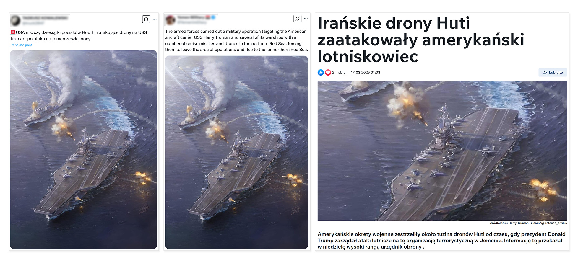 Ilustracja pokazuje jakoby ostatnią potyczkę między Huti a Stanami Zjednoczonymi.