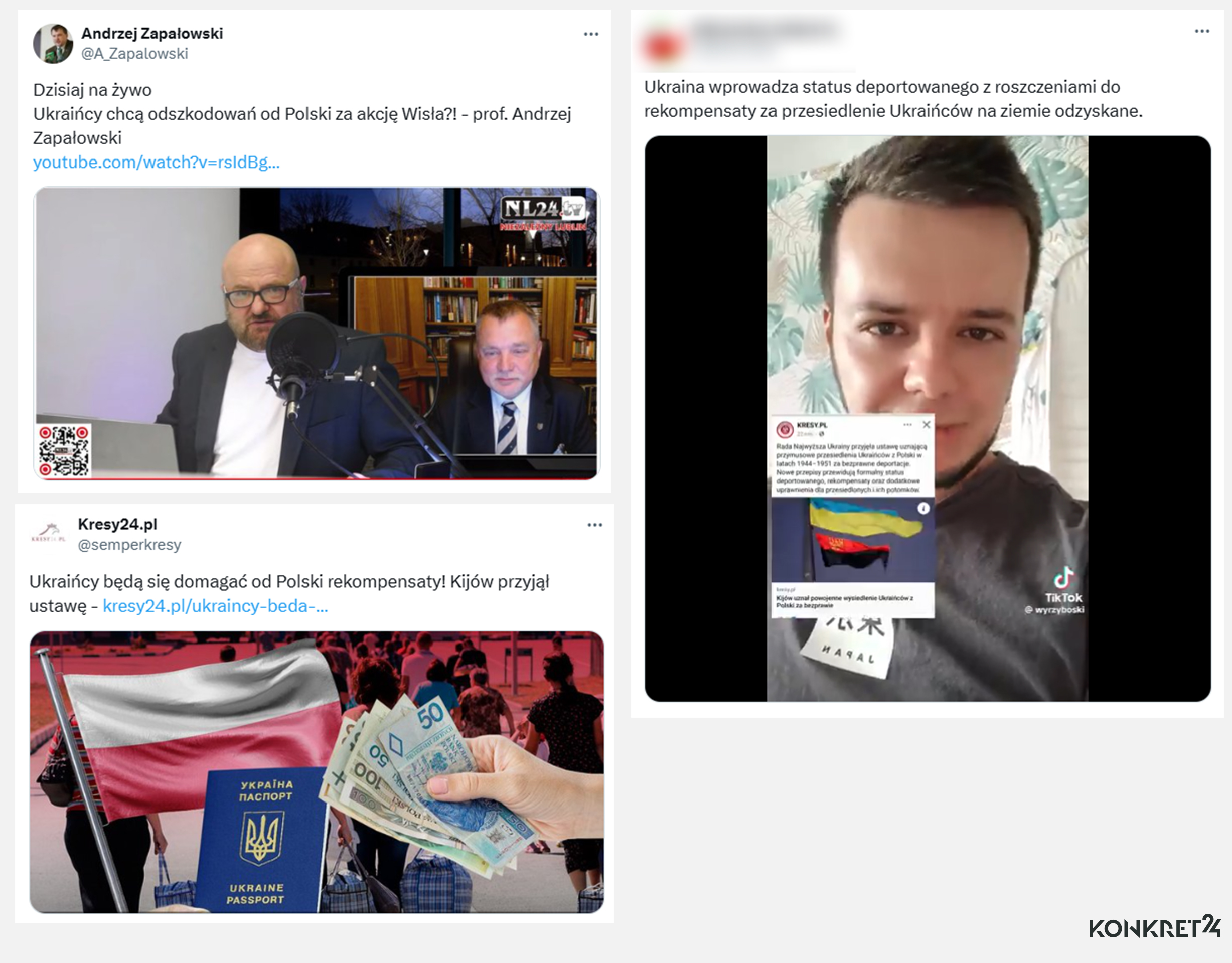 Wpisy o "odszkodowaniach" i "rekompensatach" od Polski dla Ukraińców