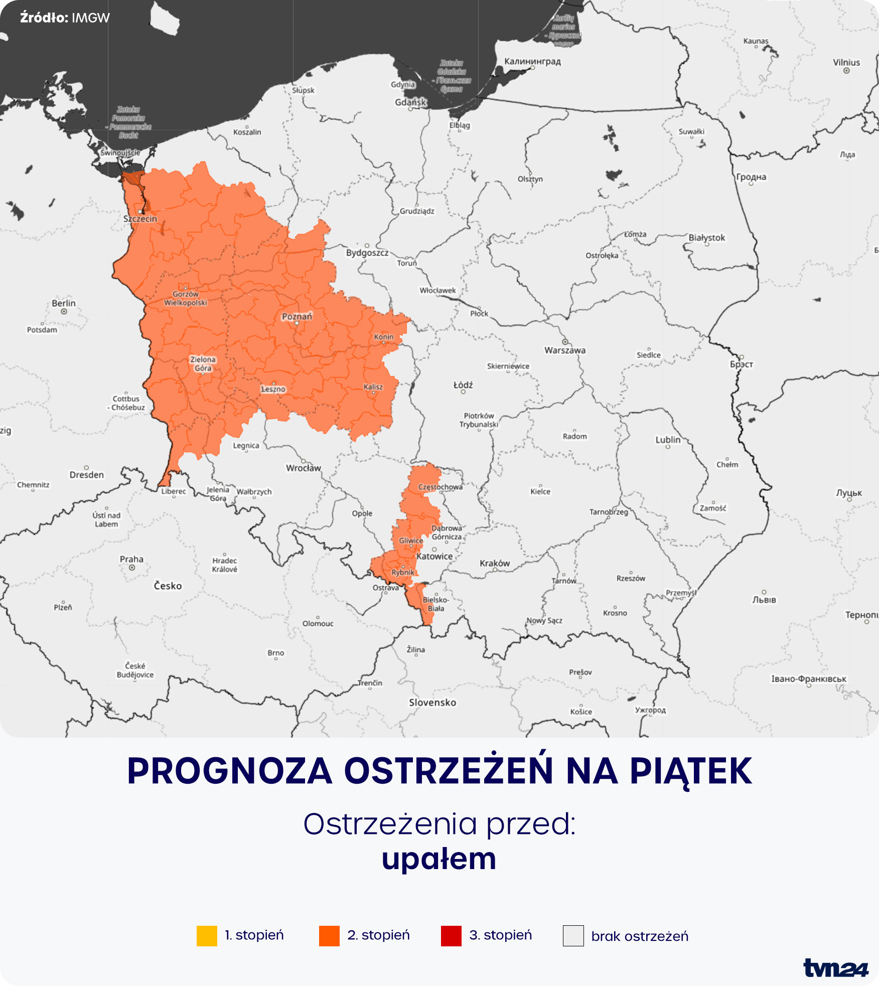 Prognoza zagrożeń IMGW na piątek