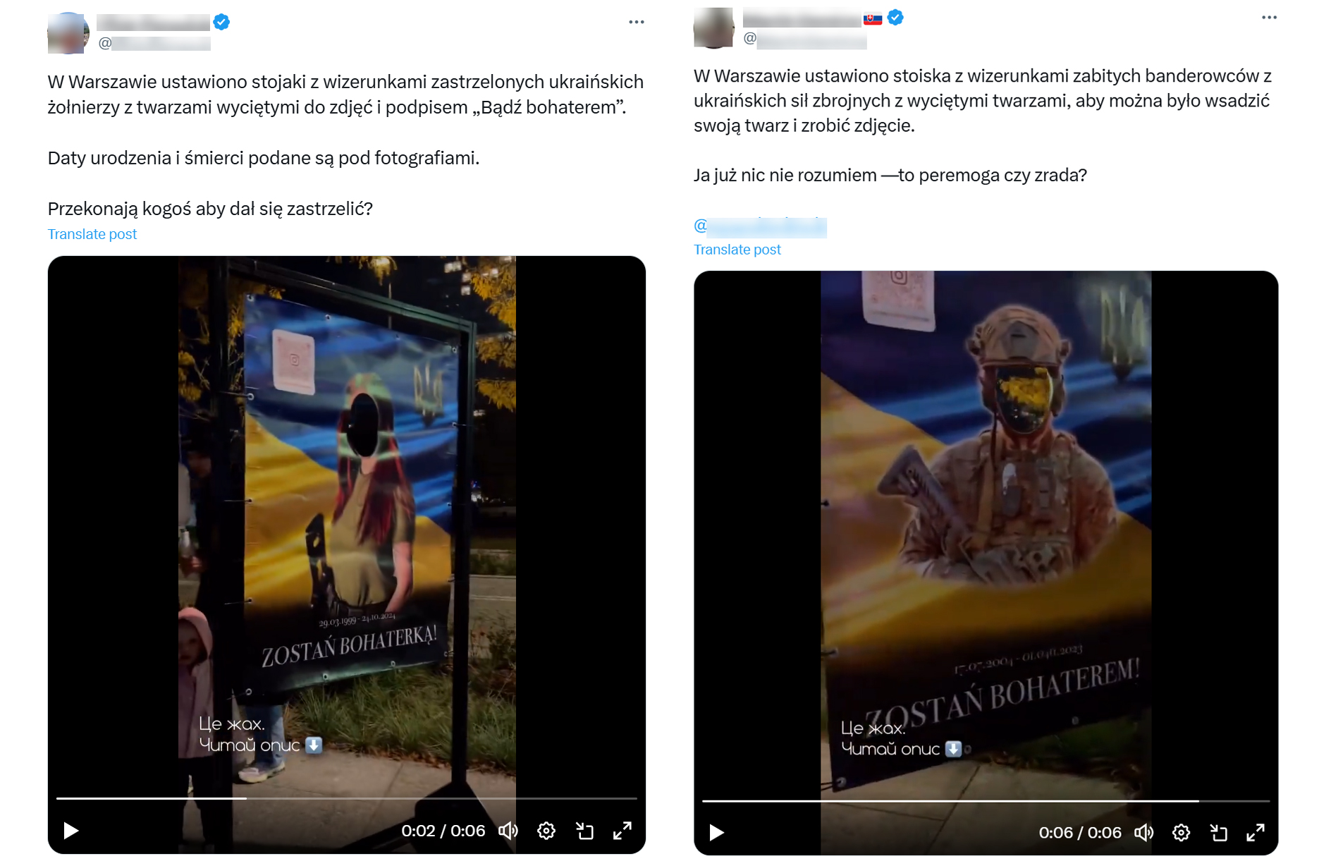 Artystyczną instalację "Aleja bohaterów" komentowano i krytykowano na kontach znanych z prorosyjskich treści