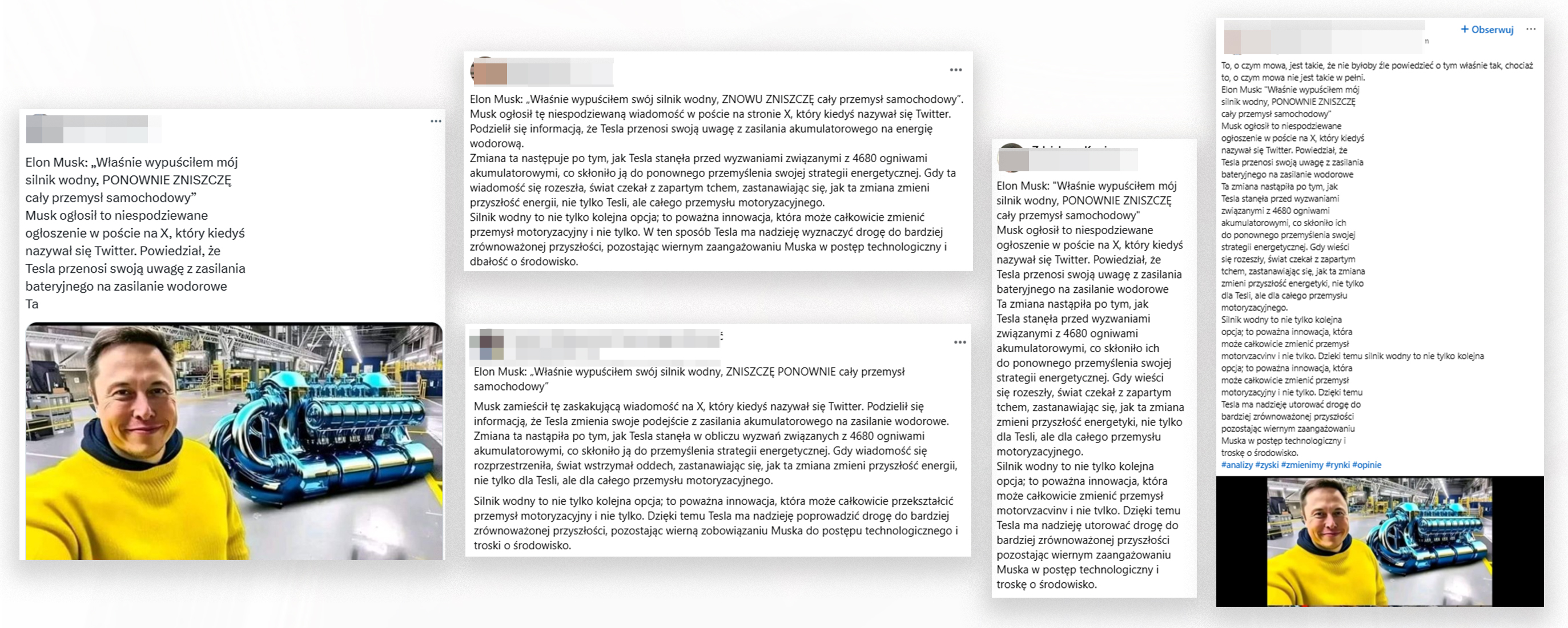 Informacja o rzekomej produkcji silnika na wodę przez Elona Muska rozchodziła się na Facebooku, platformie X i LinkedInie