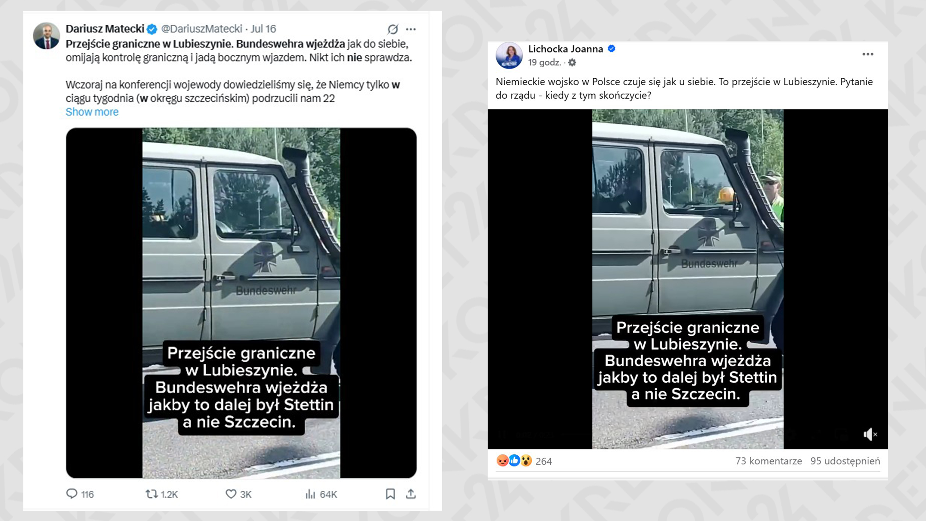 Posłowie PiS oburzali się na obecność niemieckiego pojazdu wojskowego w Polsce. Bezpodstawnie