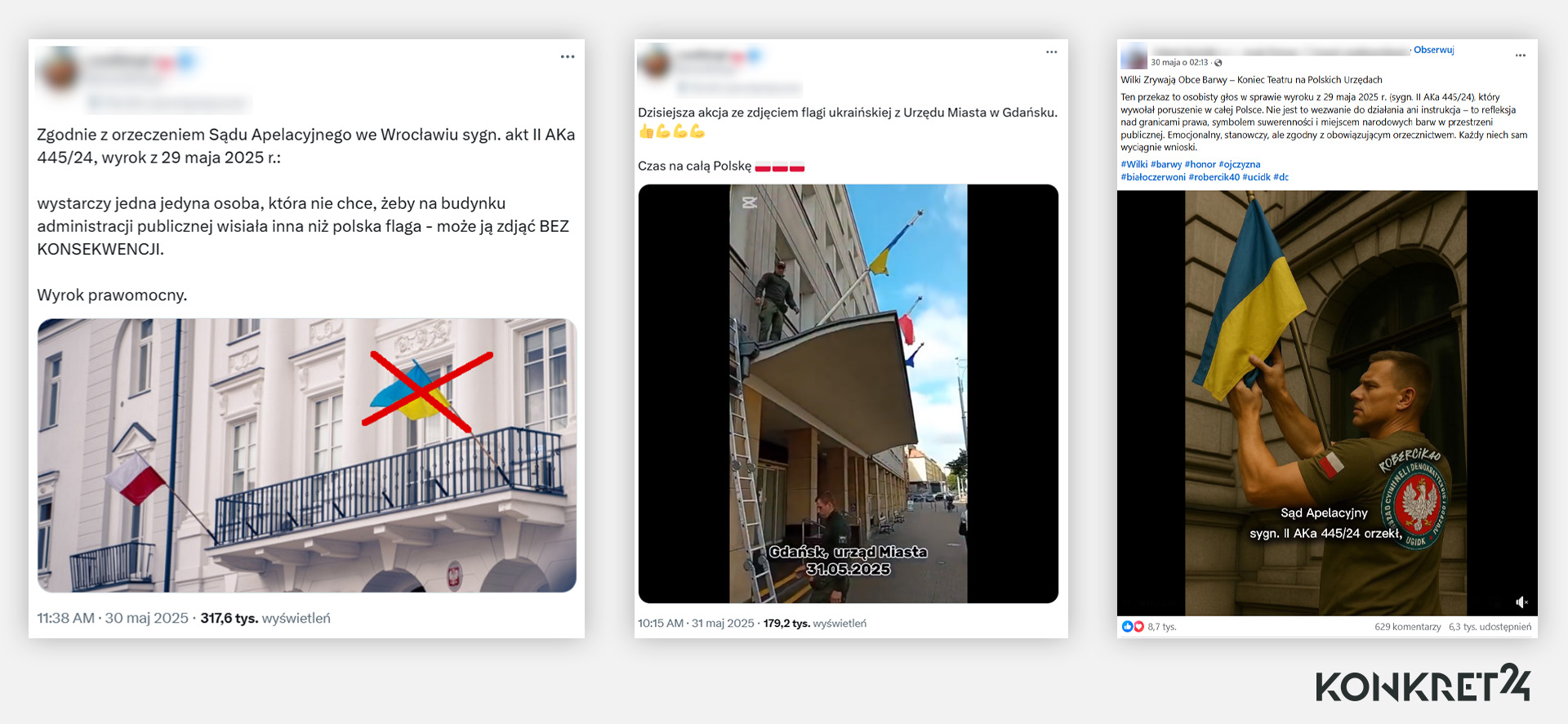 Posty zachęcające do zdejmowania ukraińskich flag z urzędów
