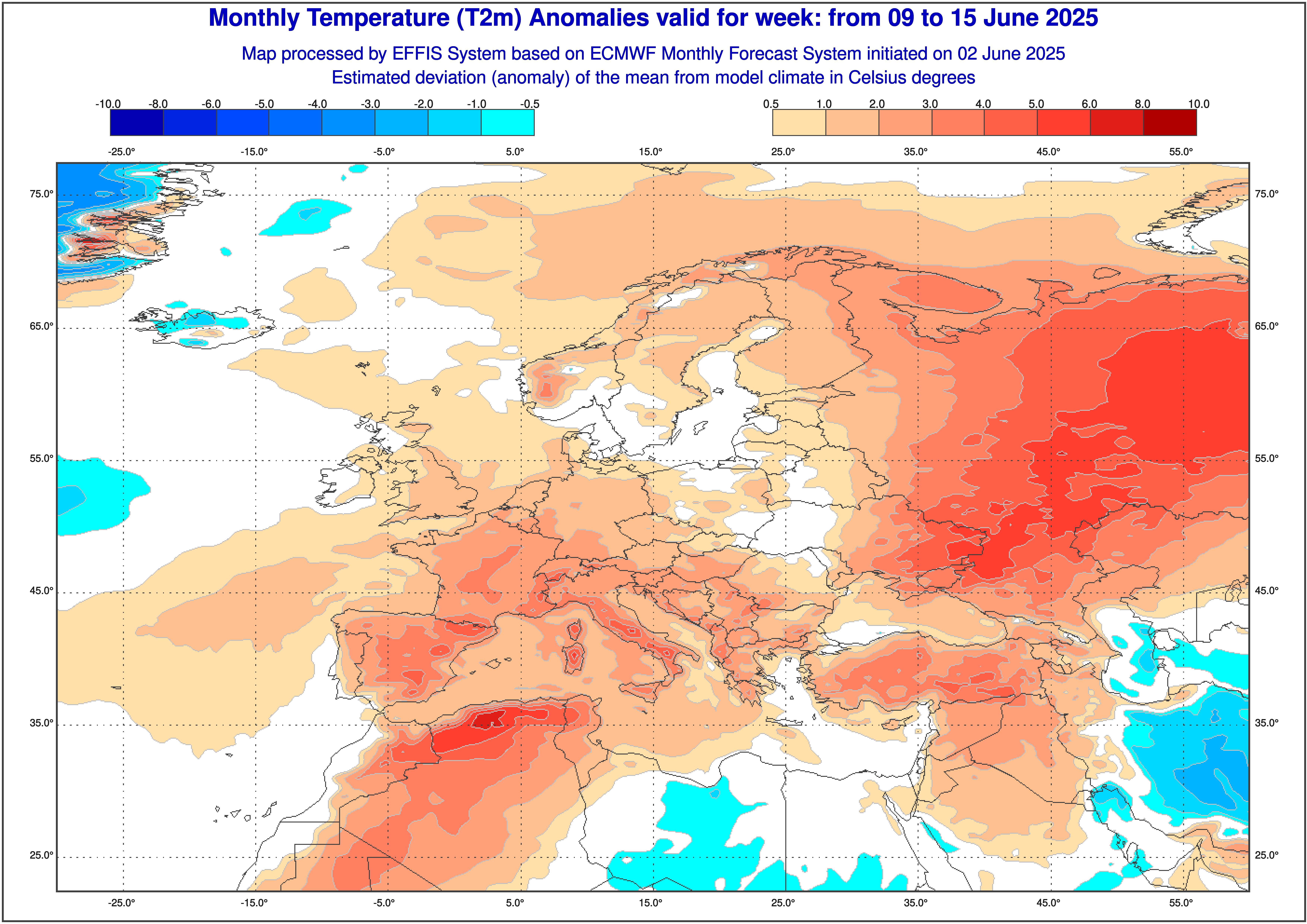 Polska północna i wschodnia poza obszarem wielkiego ciepła miedzy 9 a 15 czerwca, średnia temperatura w normie