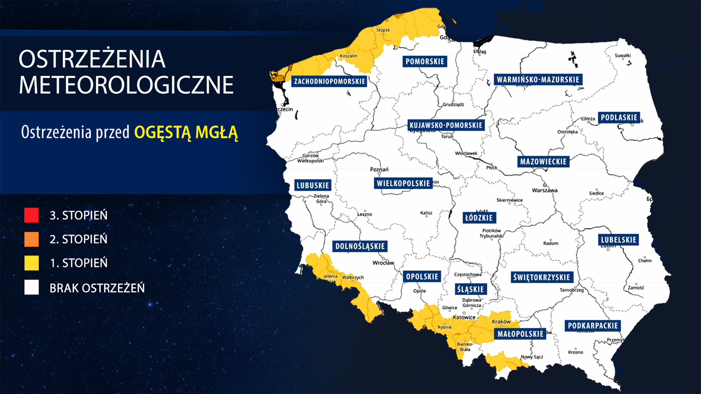 Ostrzeżenia IMGW - gęsta mgła