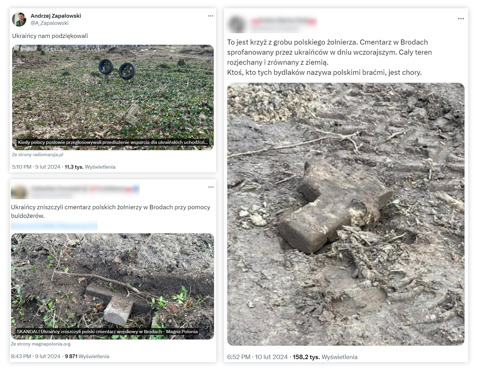 Posty w serwisie X opublikowane 9 i 10 lutego 2024 roku.