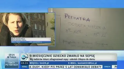 9-miesięczny chłopiec zmarł na sepsę