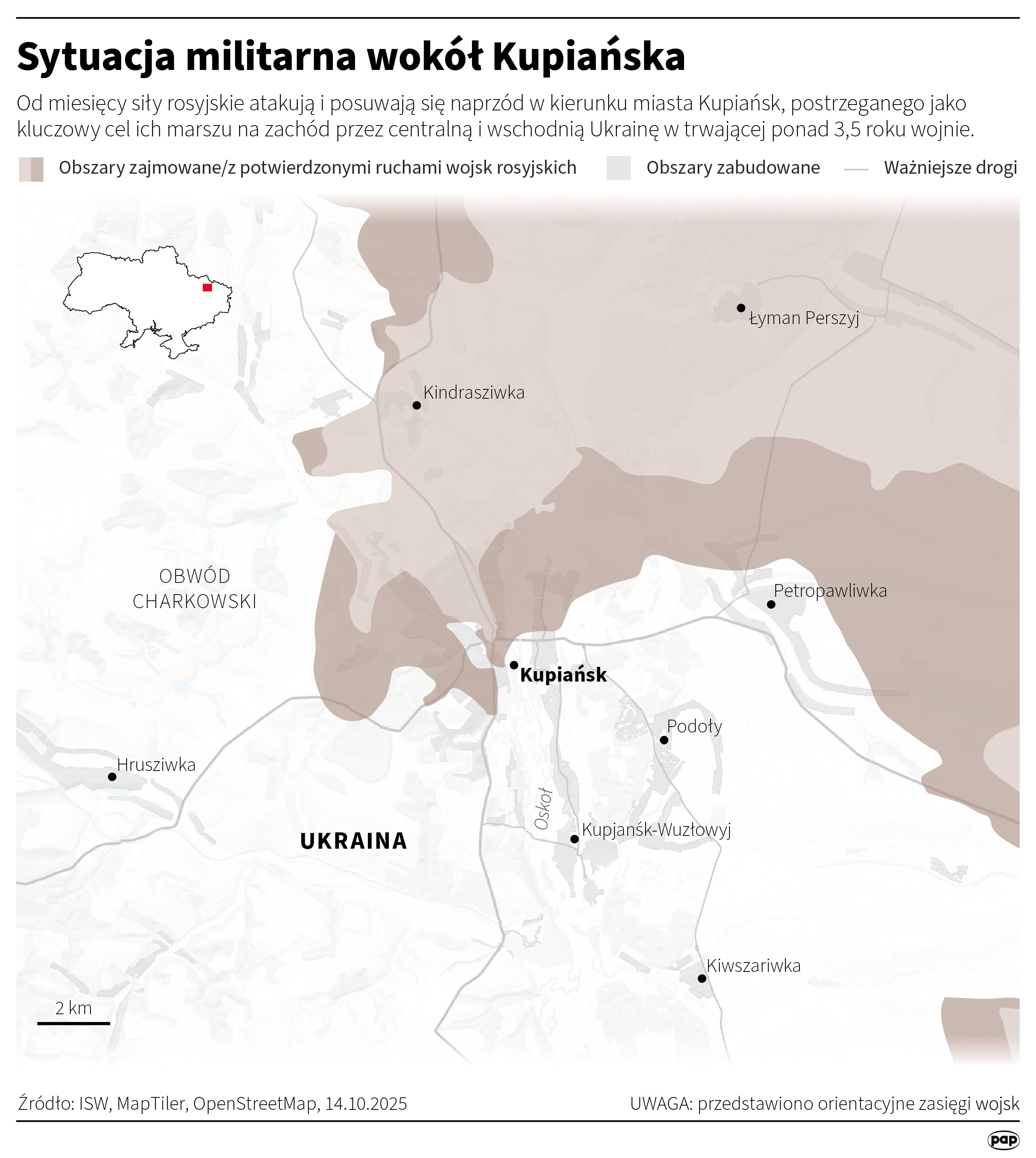 Sytuacja militarna wokół Kupiańska (14.10.2025)