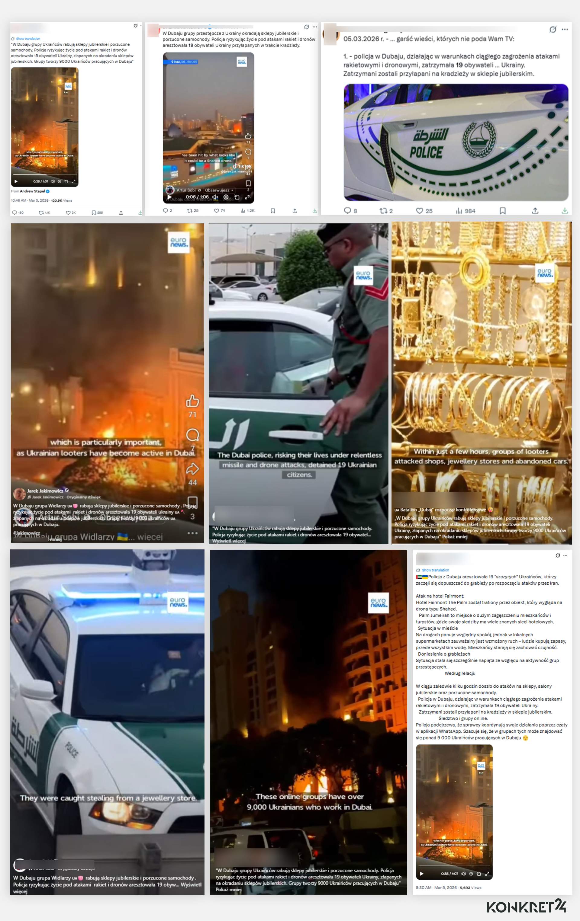 Liczne polskie wpisy o rzekomych ukraińskich rabusiach działających w Dubaju