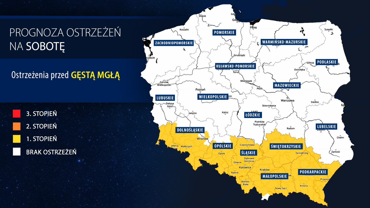 Prognoza zagrożeń na sobotę