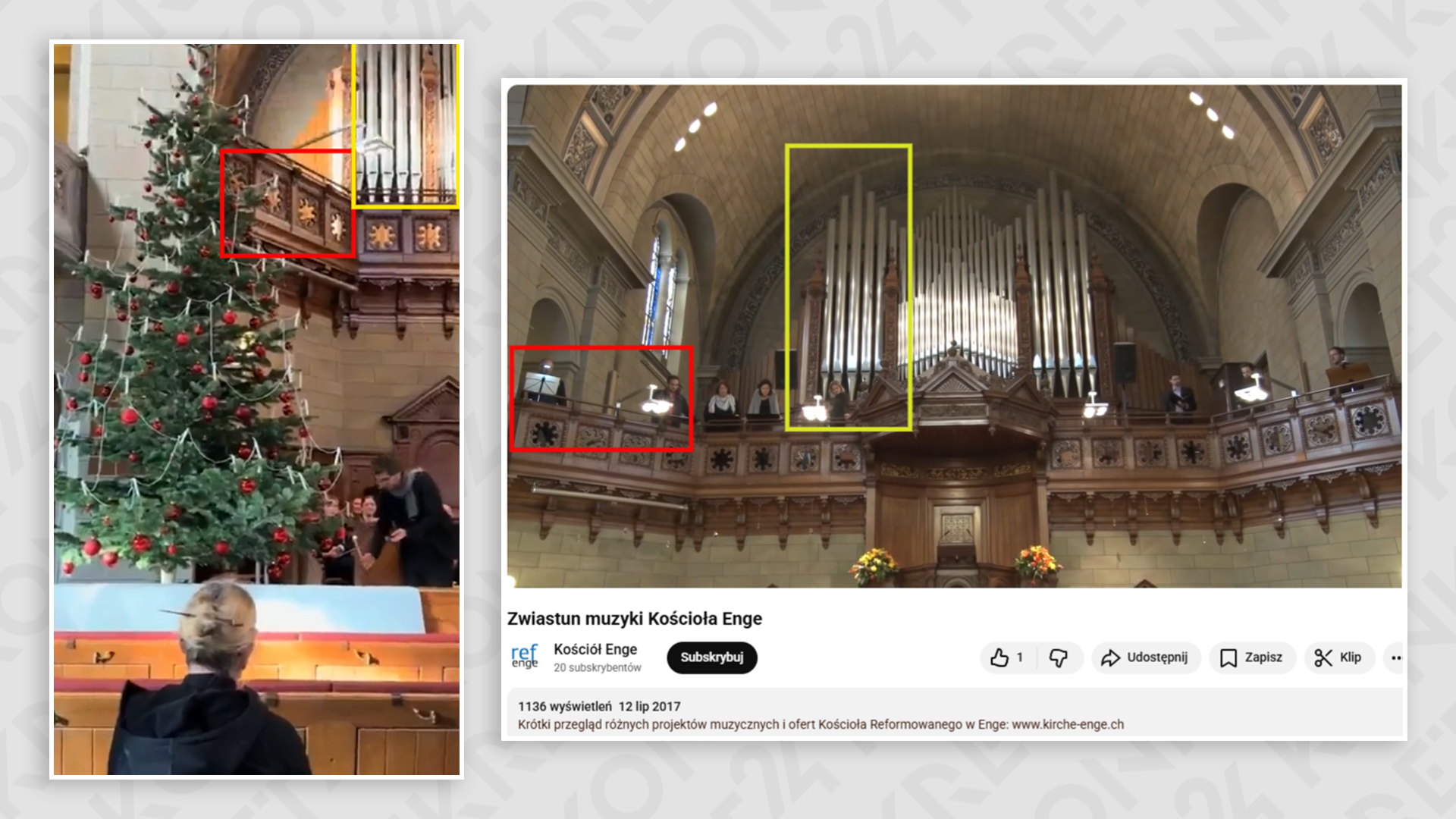 Inne nagrania z wewnątrz kościoła potwierdzają, że ten znajduje się w Zurychu 