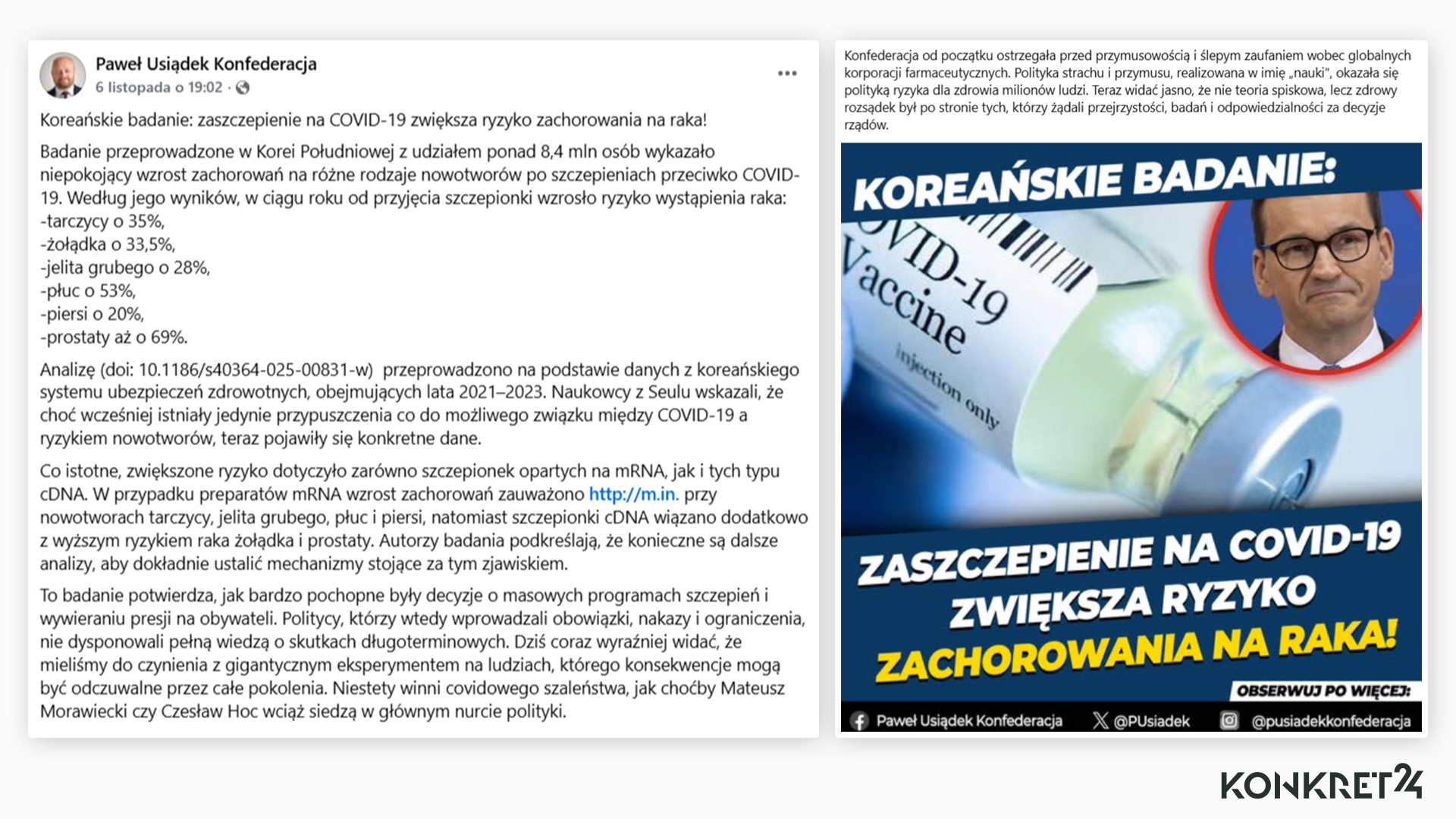 Wpis Pawła Usiądka o "koreańskich badaniach"