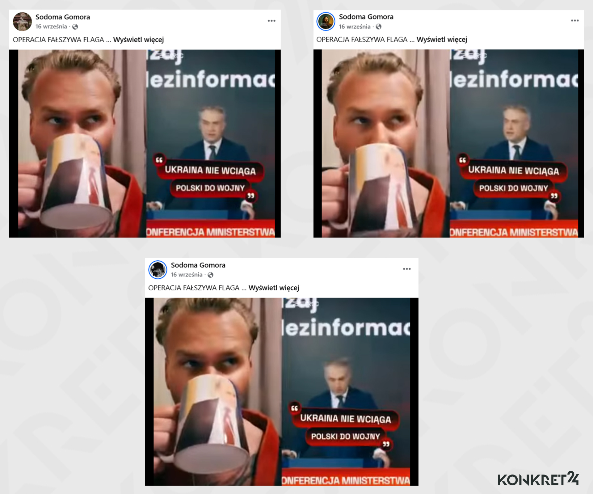 Siatka facebookowych kont publikowała niemal identyczne wpisy, w których oskarżano Ukrainę o wciąganie Polski w konflikt z Rosją