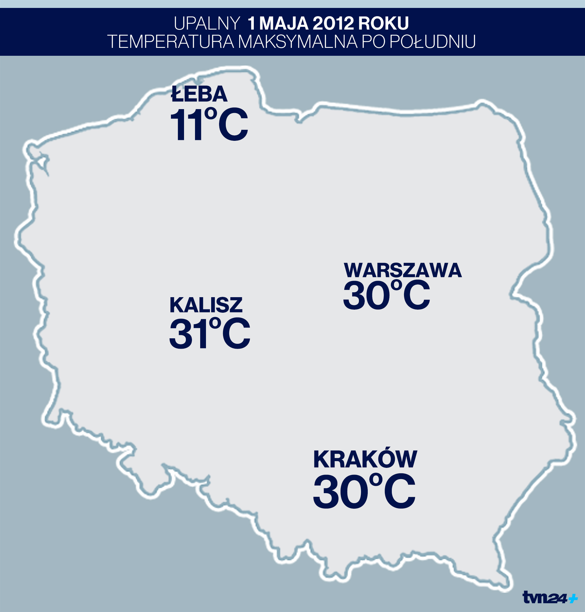 Temperatura maksymalna 1 maja 2012 roku