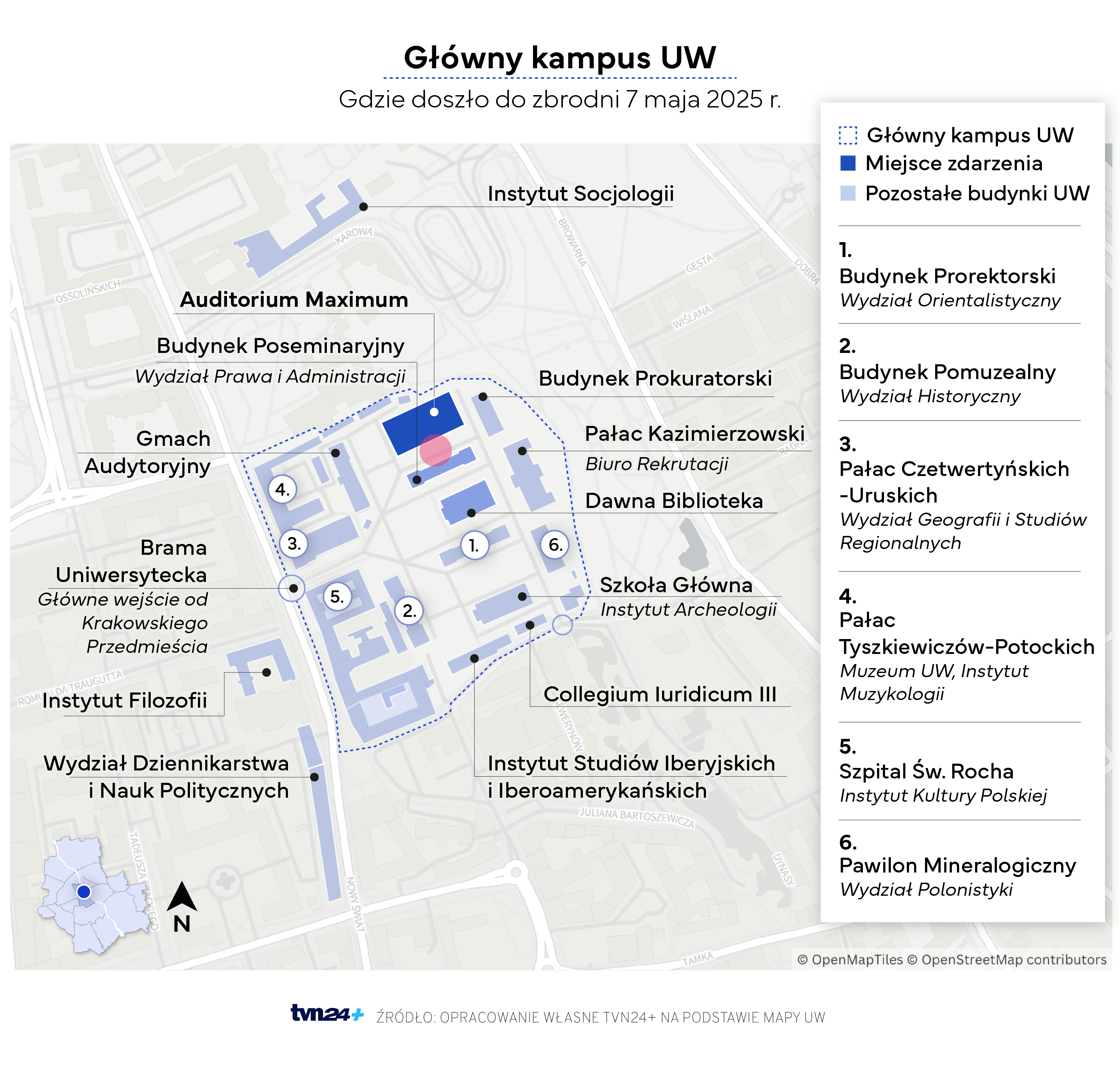 Główny kampus UW, gdzie w 2025 roku doszło do zbrodni 