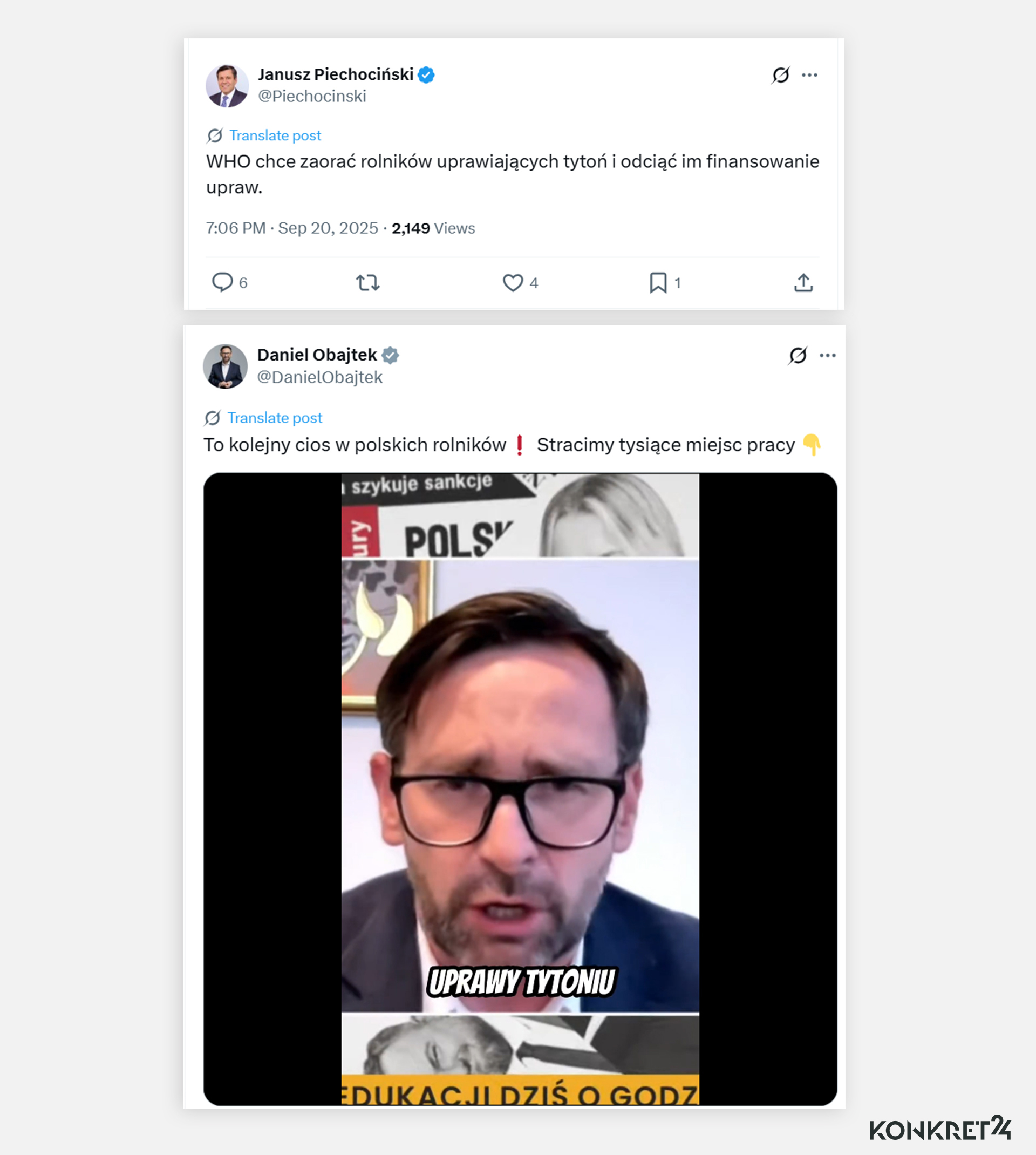 Politycy informowali i komentowali działania WHO dotyczące rolników