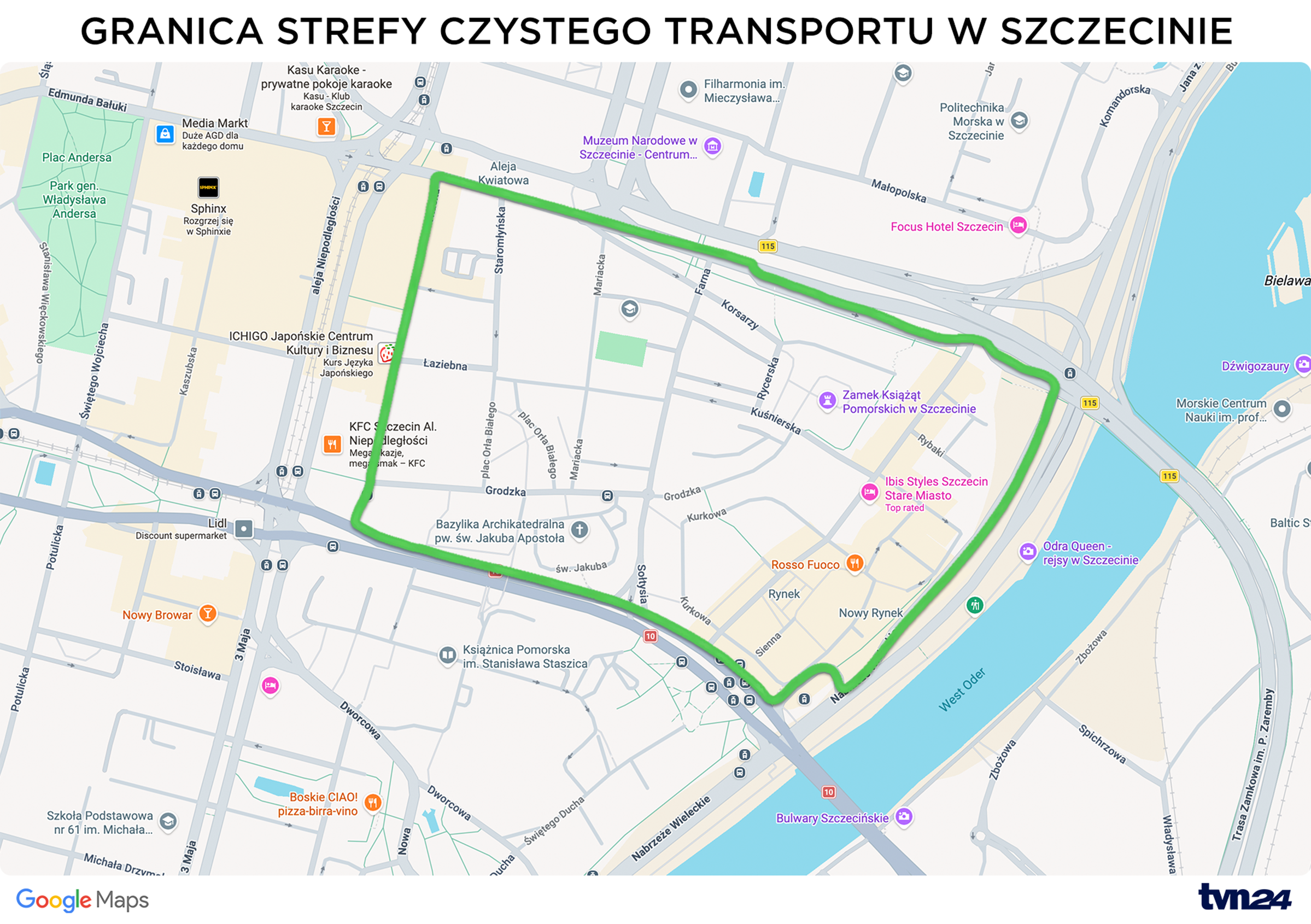 Granica strefy czystego transportu w Szczecinie