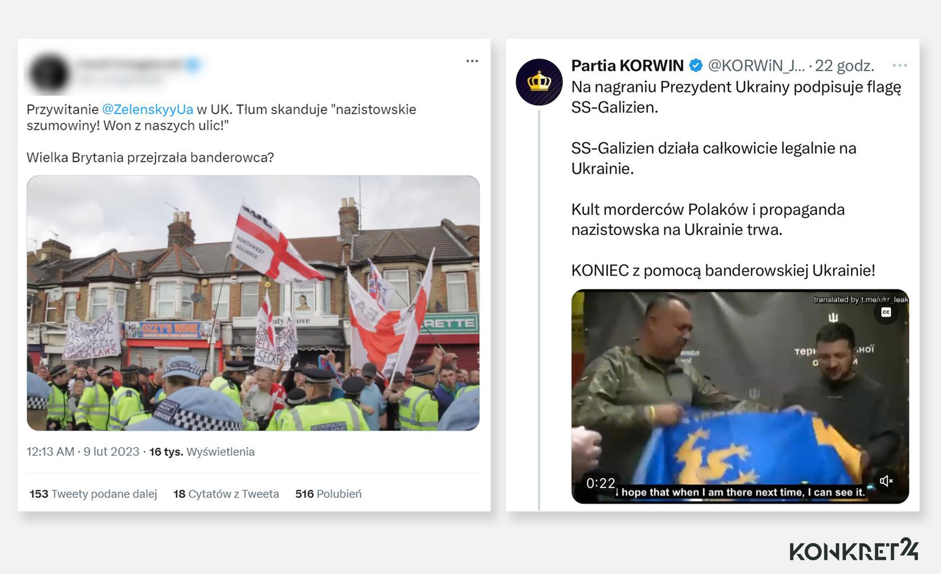 Polskie wpisy sugerujące, że Zełenski jest nazistą lub sympatyzuje z nazizmem