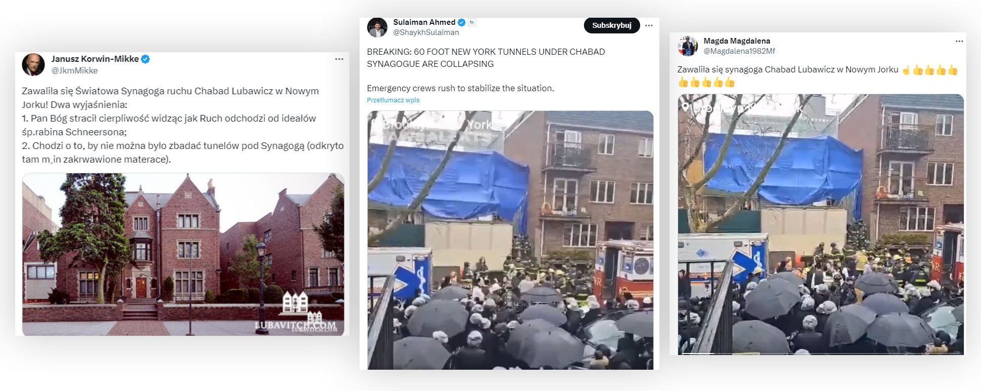 Posty z fałszywą informacją o zawalonej synagodze