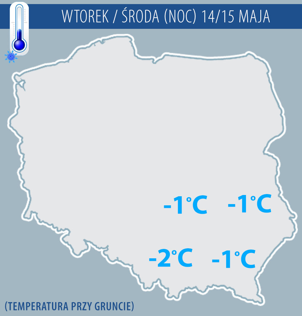 Temperatura w nocy z wtorku na środę (14/15 maja)