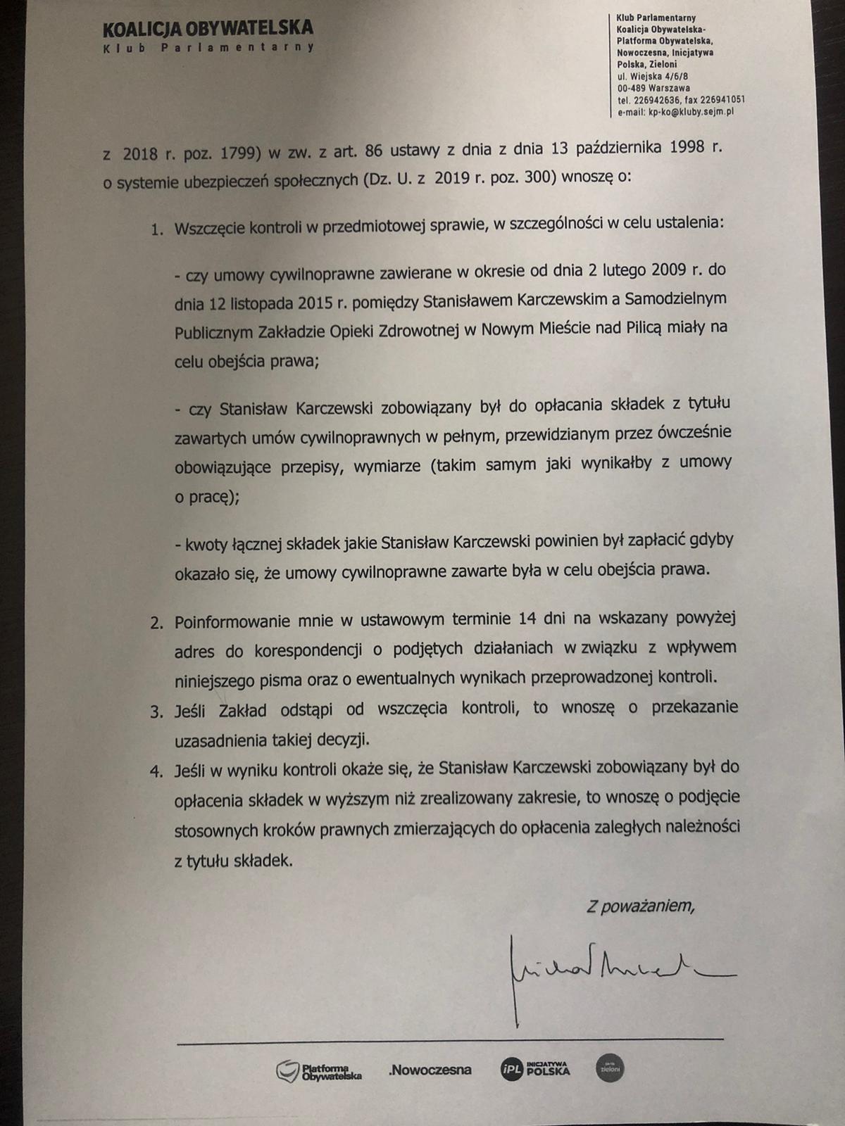 Wniosek posła Michała Szczerby w sprawie kontroli. Część 3