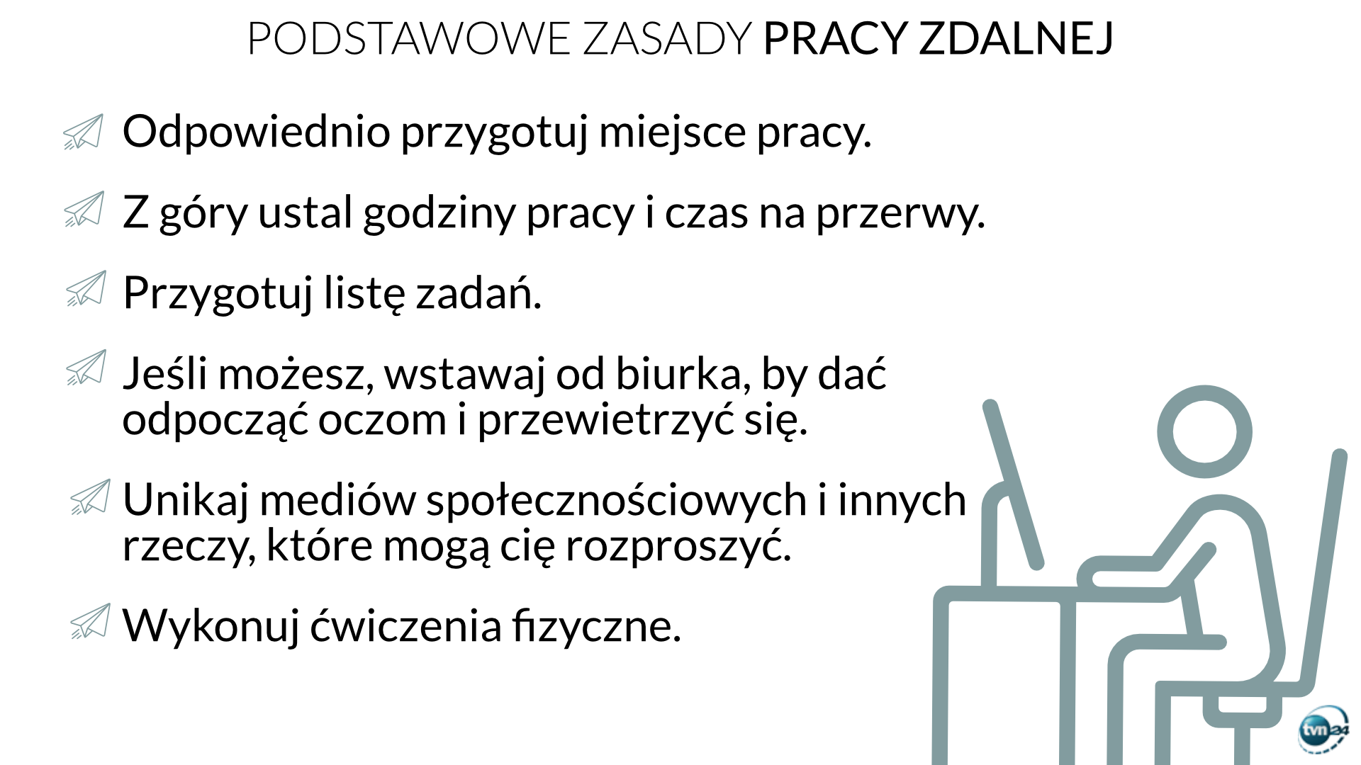 Aktualnie czytasz: Nie chodź w piżamie, ustal zasady z pracodawcą i bliskimi, ruszaj się. Jak pracować z domu?