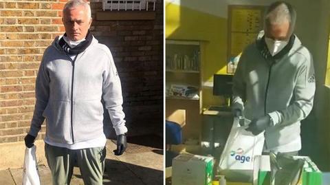 Czarne rękawiczki i maseczka. Mourinho pomaga starszym ludziom